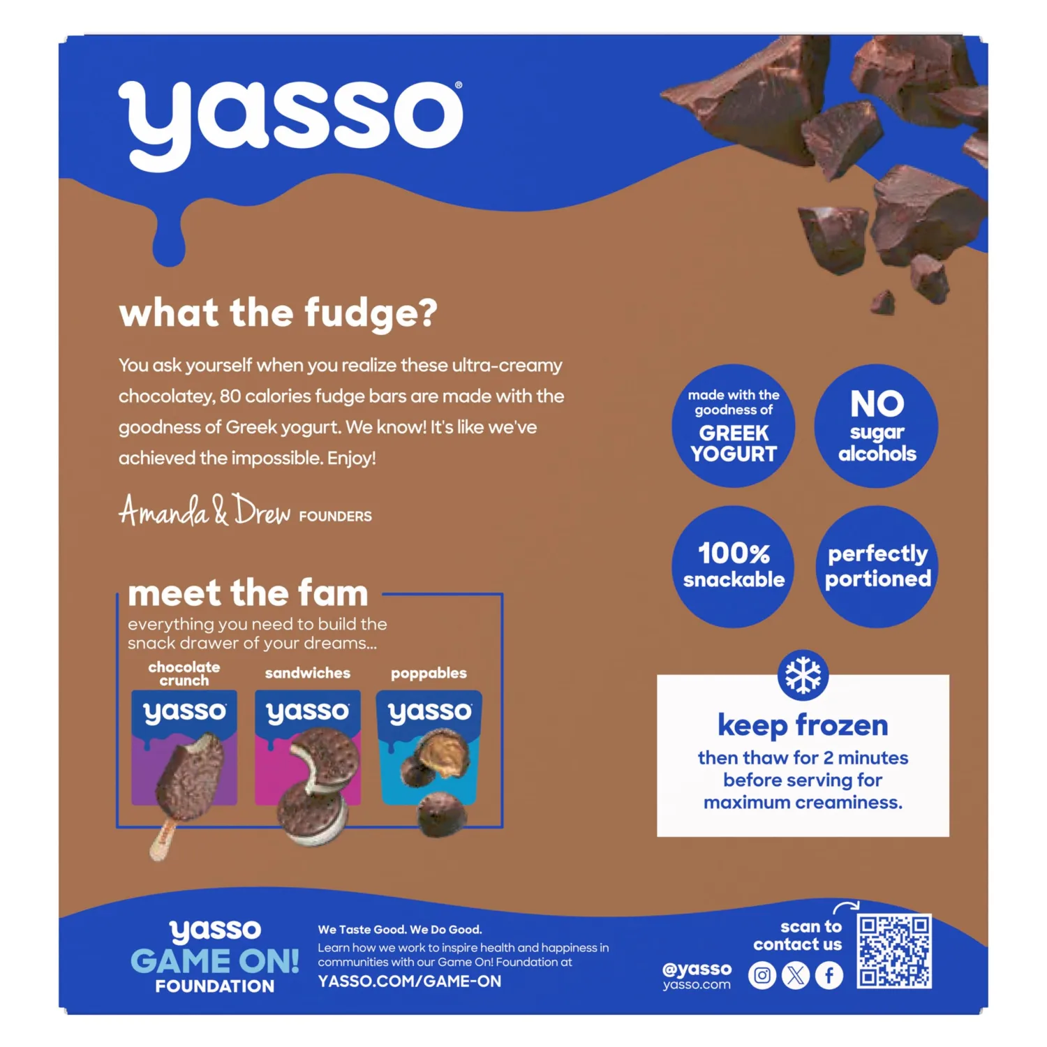 Yasso Frozen Greek Yogurt Bars Chocolate Fudge Bars 4 Count for a ridiculously creamy frozen snack made with the goodness of greek yogurt 3.5fl oz