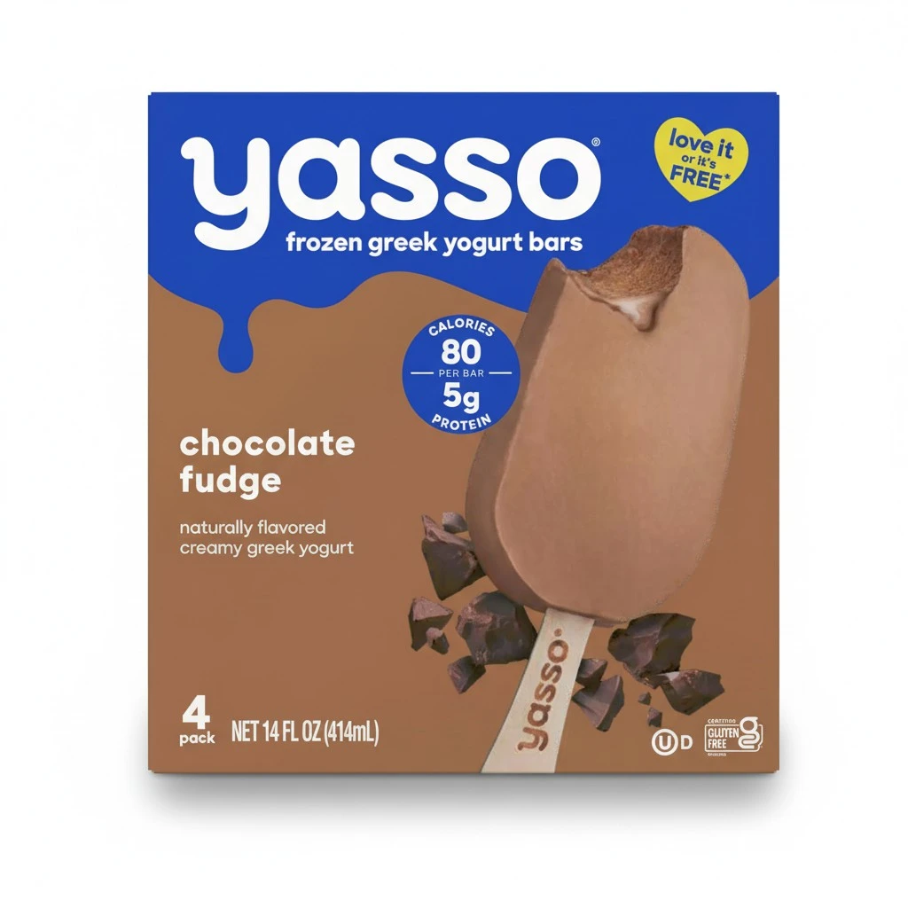 Yasso Frozen Greek Yogurt Bars Chocolate Fudge Bars 4 Count for a ridiculously creamy frozen snack made with the goodness of greek yogurt 3.5fl oz