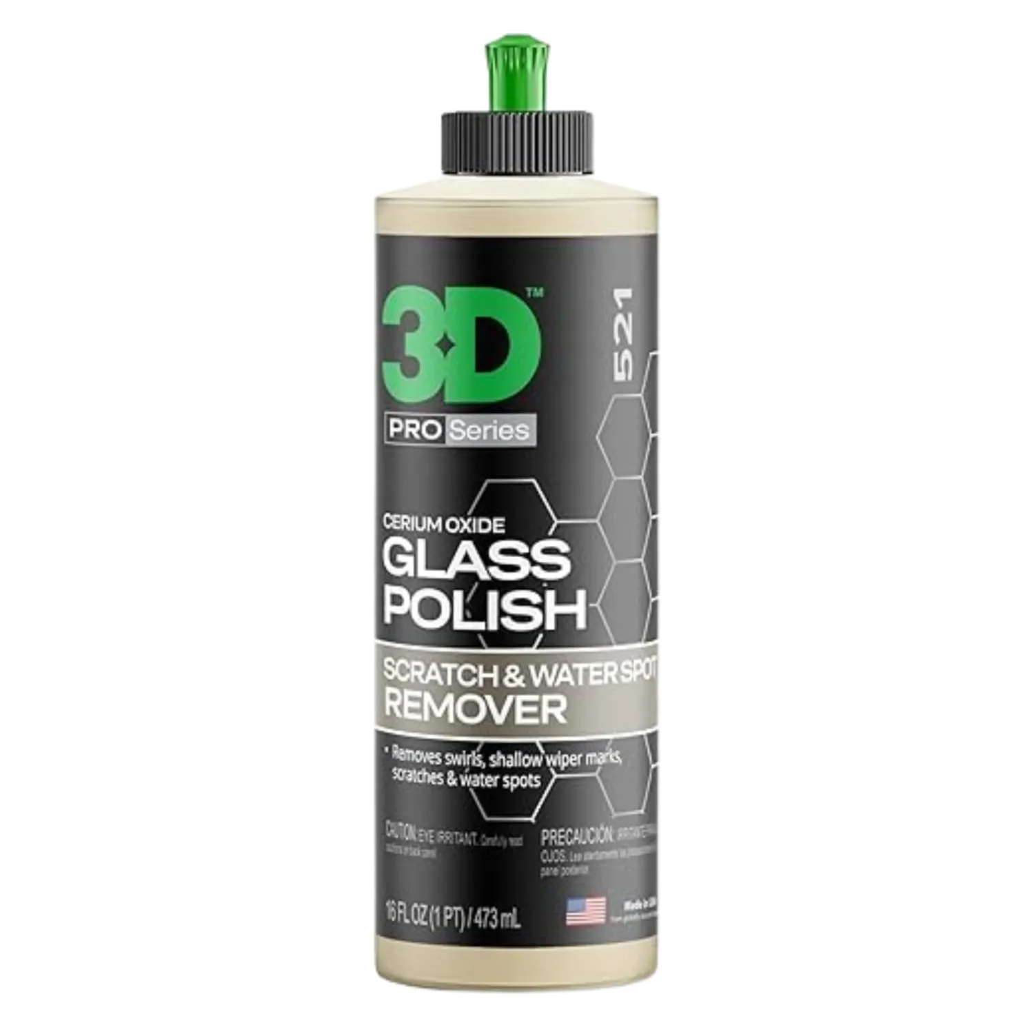 3D Glass Polish – Cerium Oxide Glass Scratch Remover for Car Windows – Restores Clarity & Removes Wiper Marks, Swirls, Water Spots - 16oz