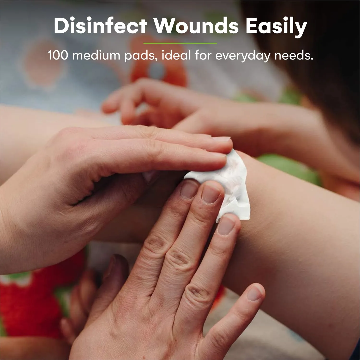 Care Touch Hand Sanitizing Wipes - 100 Individually Wrapped Alcohol Prep Pads with 70% Isopropyl - Sterile 2-Ply Antiseptic Swabs for First Aid, Cleaning, Travel and Everyday Use
