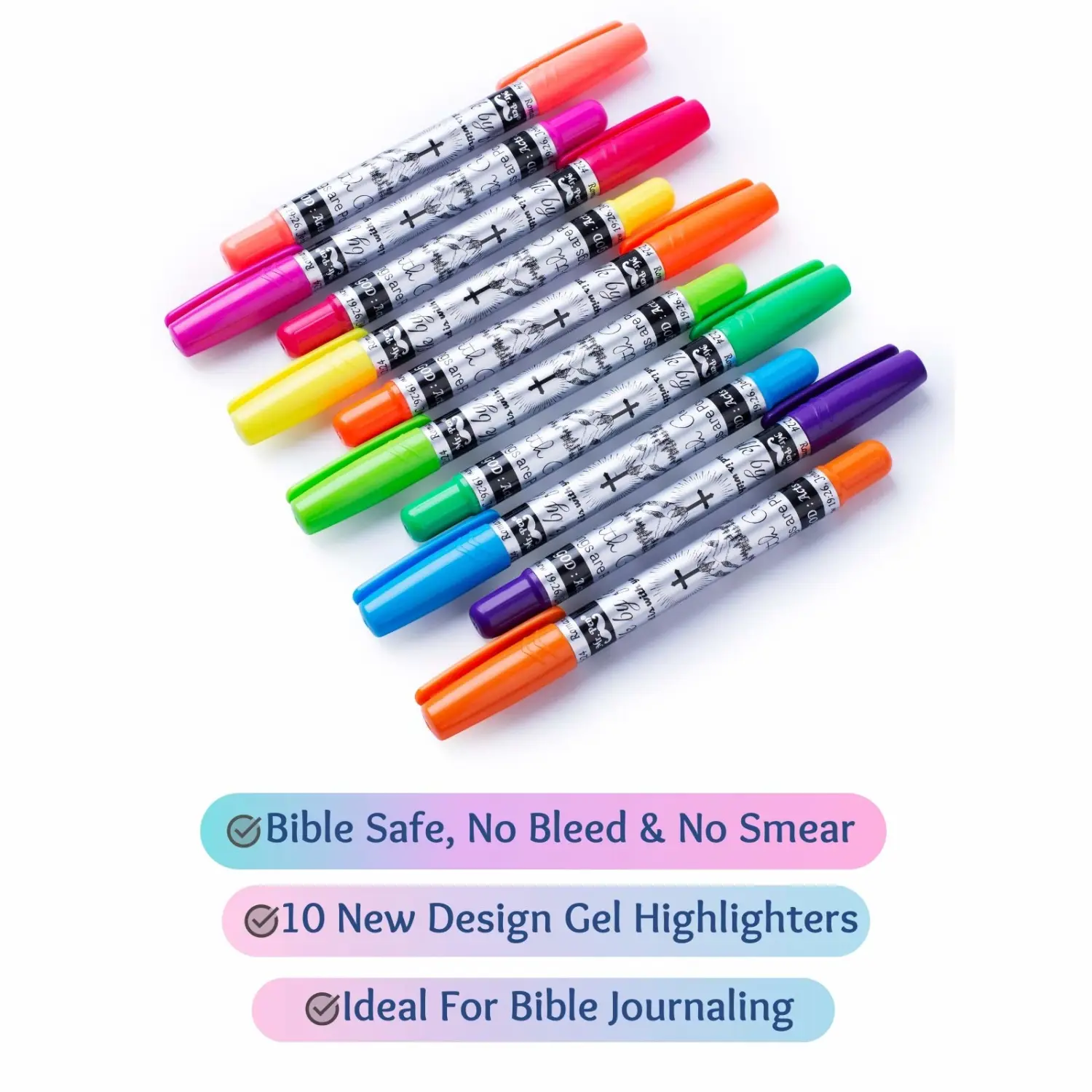 Mr. Pen Bible Highlighters - 10 Pack, No Bleed Gel Highlighters for Bible Marking