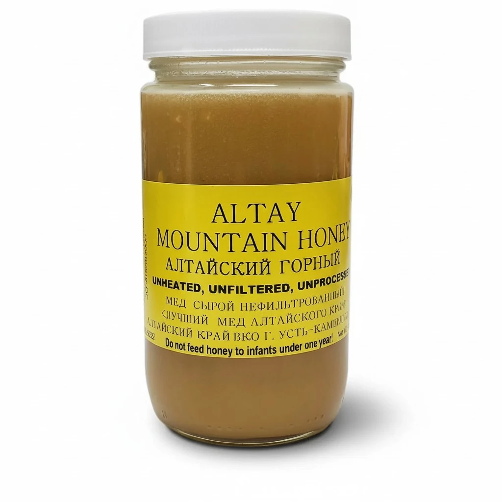 Altay Raw Mountain Honey - 100% Pure, Unfiltered, Unpasteurized, Ethically Sourced - Glass Jar, 454g /16oz