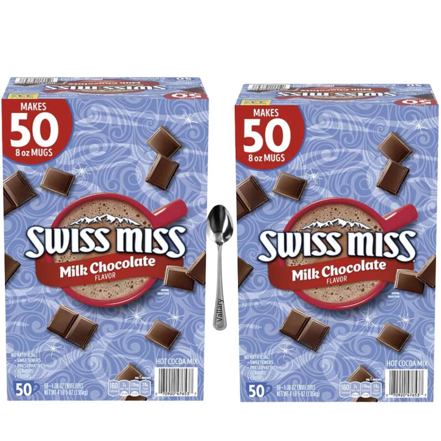 Swiss Miss Milk Chocolate Hot Chocolate Mix - 100 Count Packets, Plus Valley Spoon for Mixing