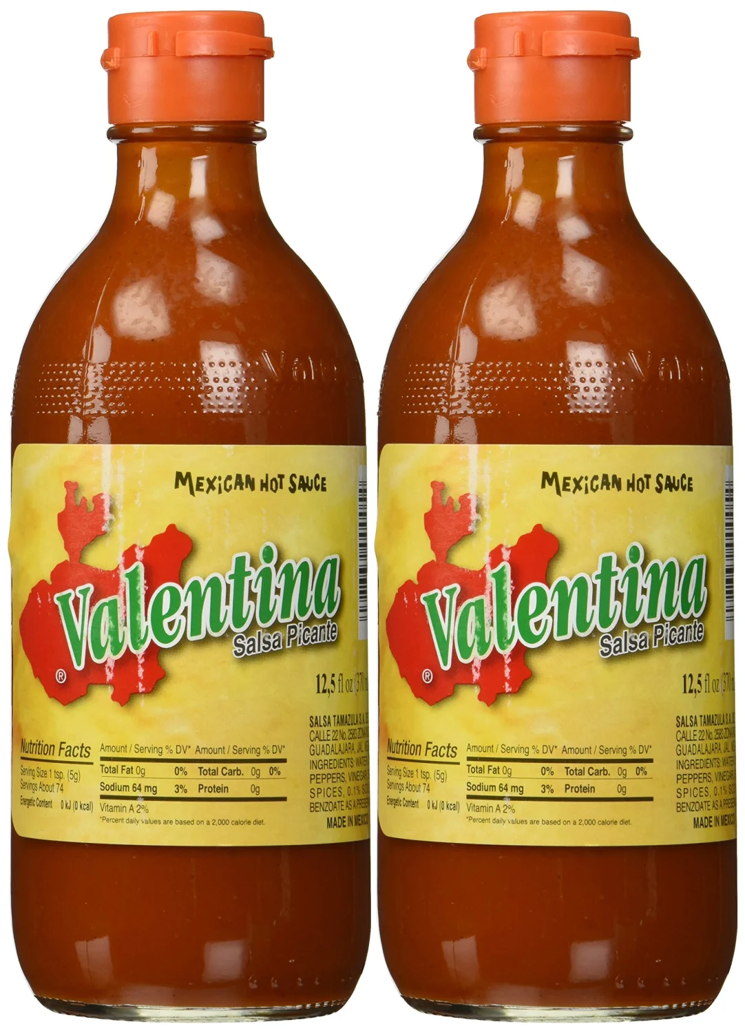 Valentina Salsa Picante Mexican Hot Sauce - 12.5 oz. (Pack of 2)