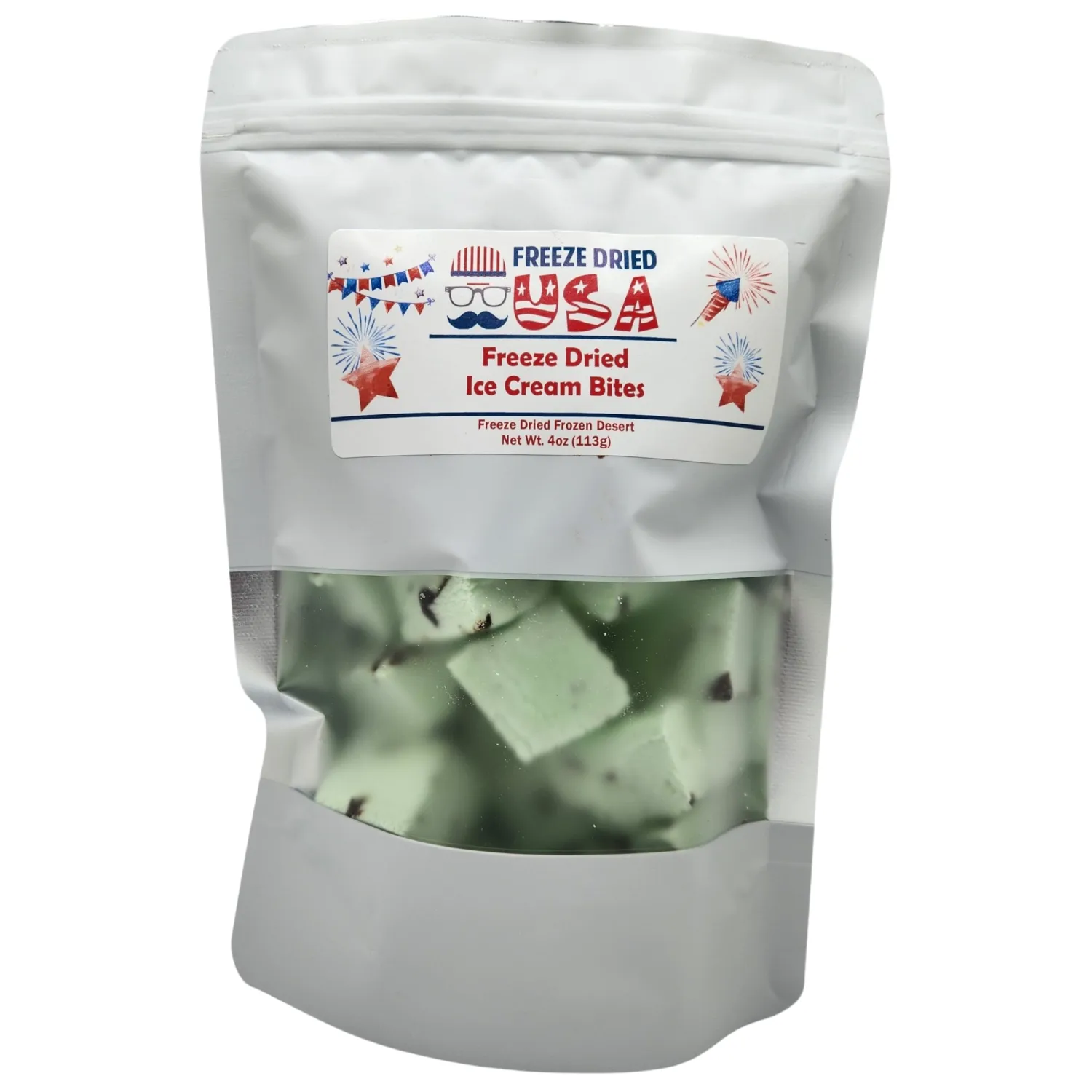 Freeze Dried Ice Cream Bites - Mint Chocolate Chip Flavor - Freeze Dried Ice Cream Candy for Kids & Adults - Perfect Snack for Hiking, Camping & Party - Does Not Melt