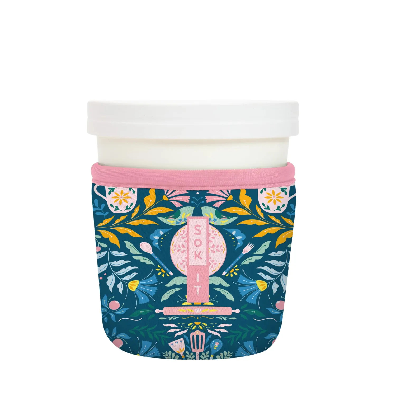 Sok It Ice Cream Sok Insulated Neoprene Cover (Wild-Flour, Tapered Ice Cream Pints)