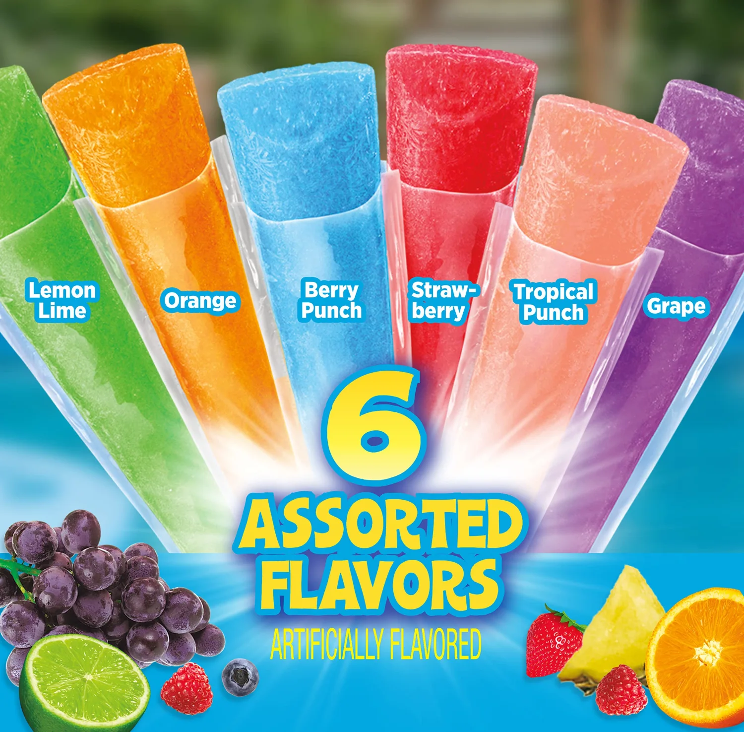 Pop Ice Popsicle Variety Pack of 1.5 Oz Freezer Bars, Assorted Flavors, 80 Count