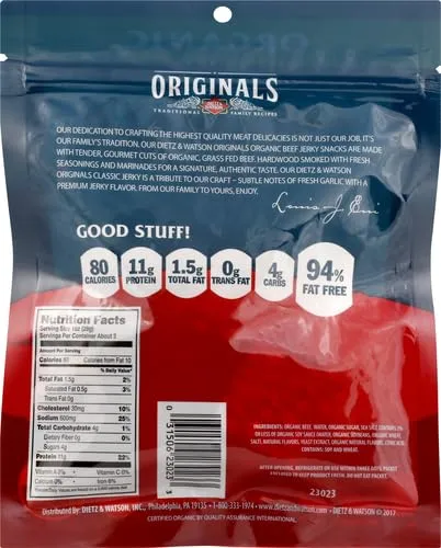 Dietz & Watson Originals Organic Classic Beef Jerky, 2.5 oz