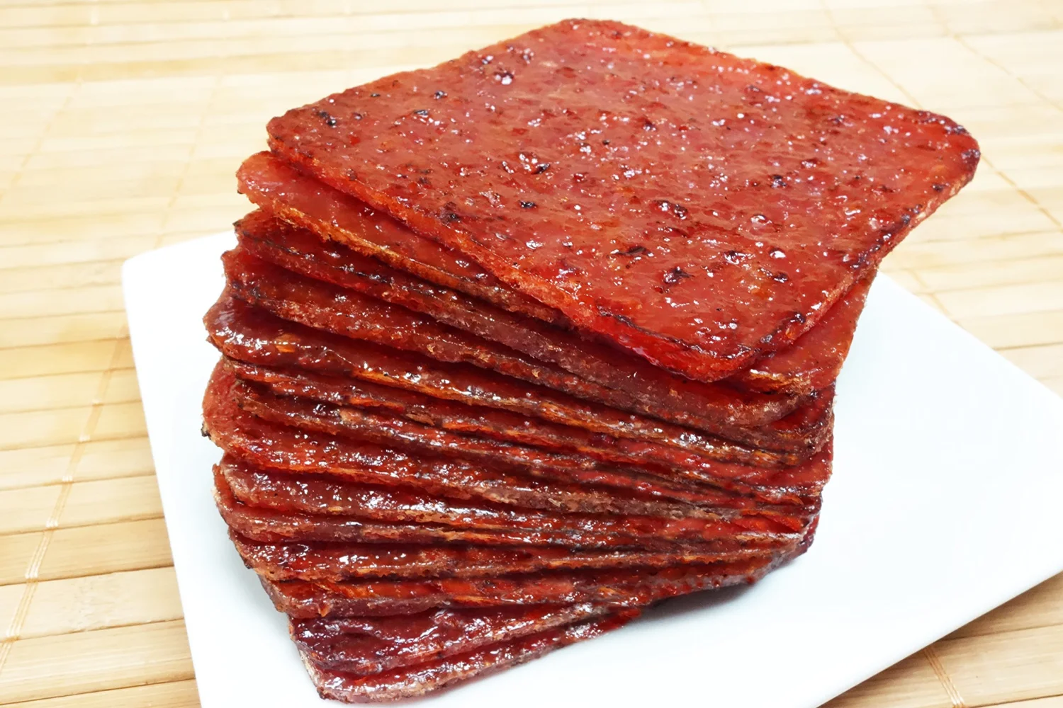 Made to Order Fire-Grilled Asian Minced Pork Jerky (Original Flavor - Square Shaped - 4 Ounce) aka Singapore Bak Kwa - Los Angeles Times "Handmade Gift"