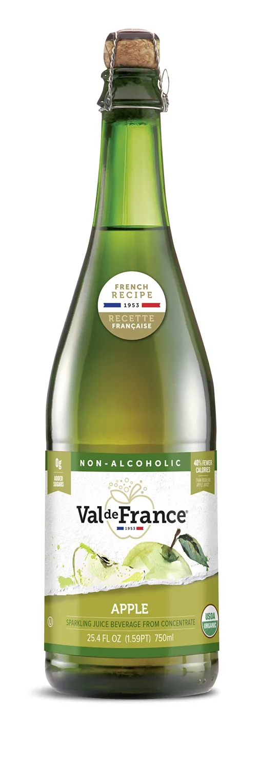 Val de France, Non-Alcoholic, Reduced Calorie, Organic and OU Kosher Sparkling Juice (Apple), 25.4 Fl Oz (1 bottle)