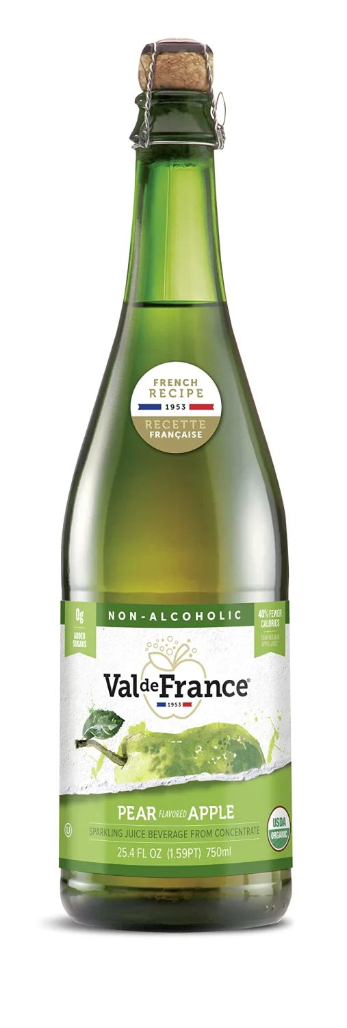 Val de France, Non-Alcoholic, Reduced Calorie, Organic and OU Kosher Sparkling Juice (Pear), 25.4 Fl Oz (1 bottle)