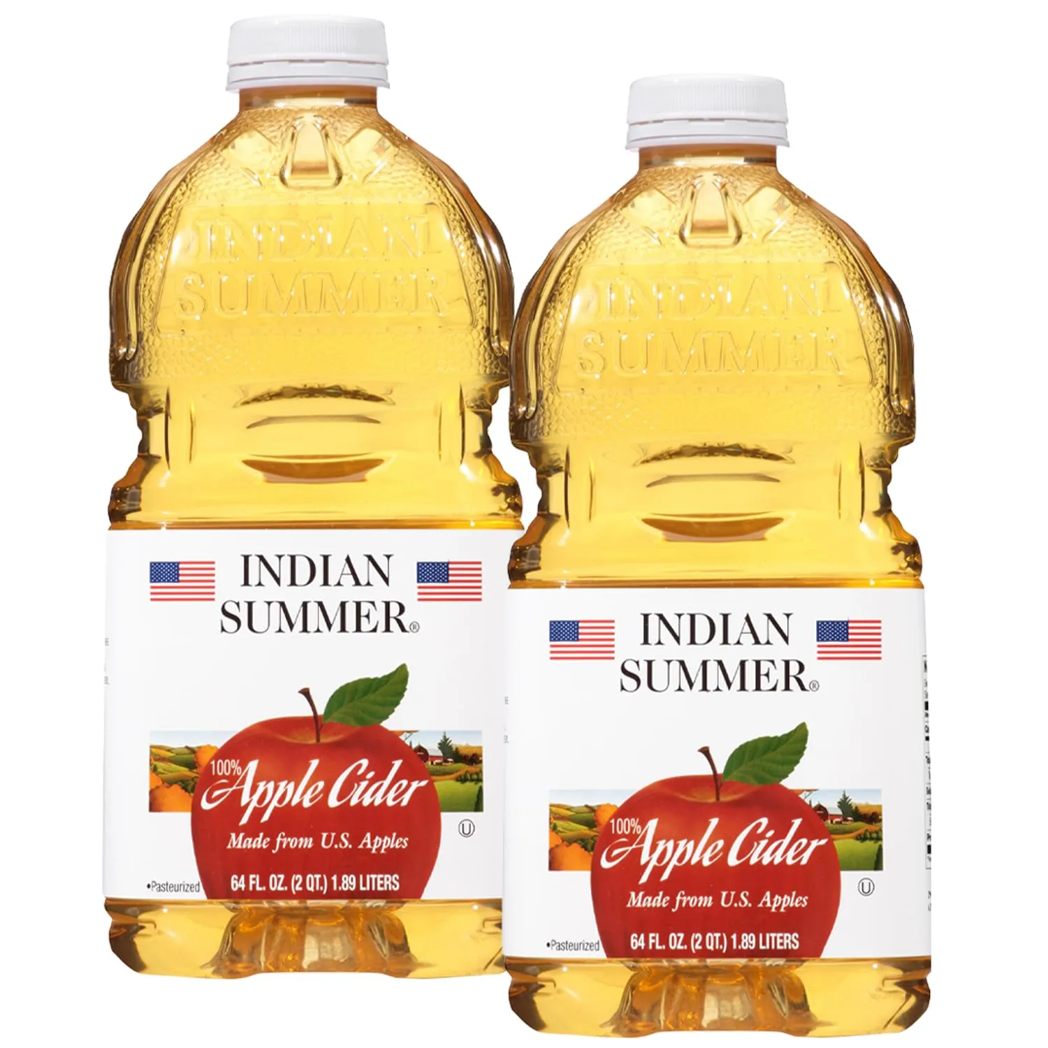 Indian Summer Tropical Flavored Apple Juice, All Natural Fruit Juice, Made with US Grown Apples (Apple Cider, 2 Pack)