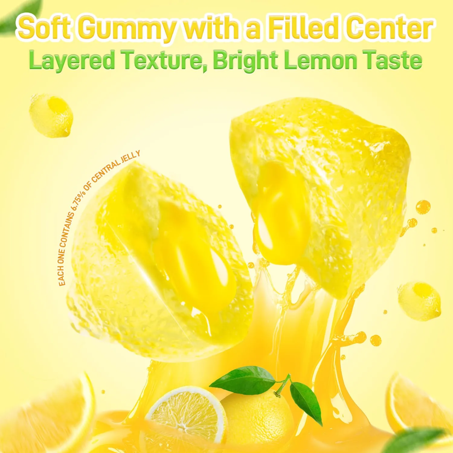 AMOS 4D Fruit Gummy Candy – Lemon Burst Flavor, 8.47oz Bag – 3D Shaped, Juice-Filled Gummies – Fun & Delicious Snack, Gluten-Free, Kid & Family Favorite