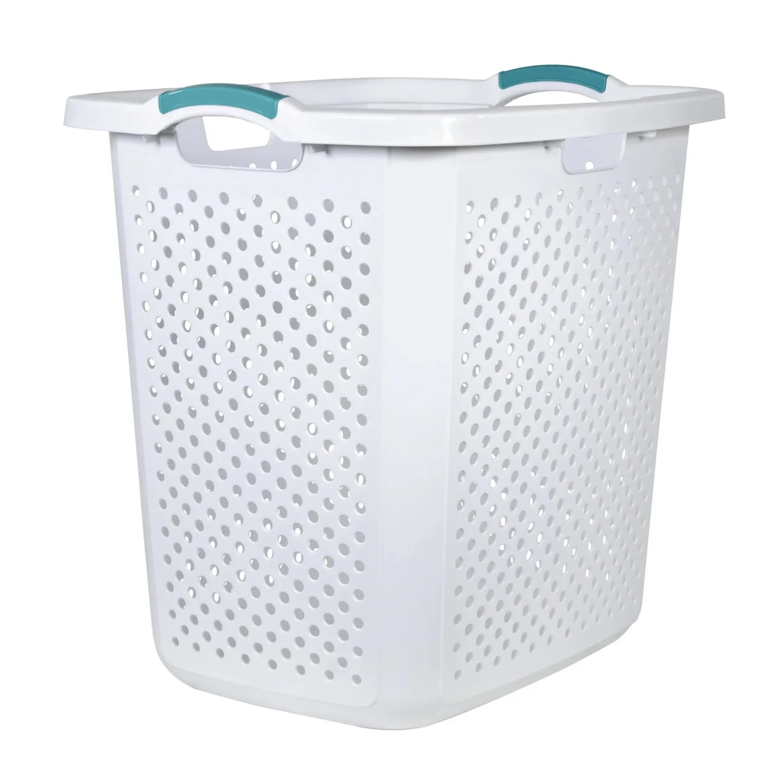 Home 2.5 Bushel XL Lamper Plastic Laundry Basket, White, Adult/Tween