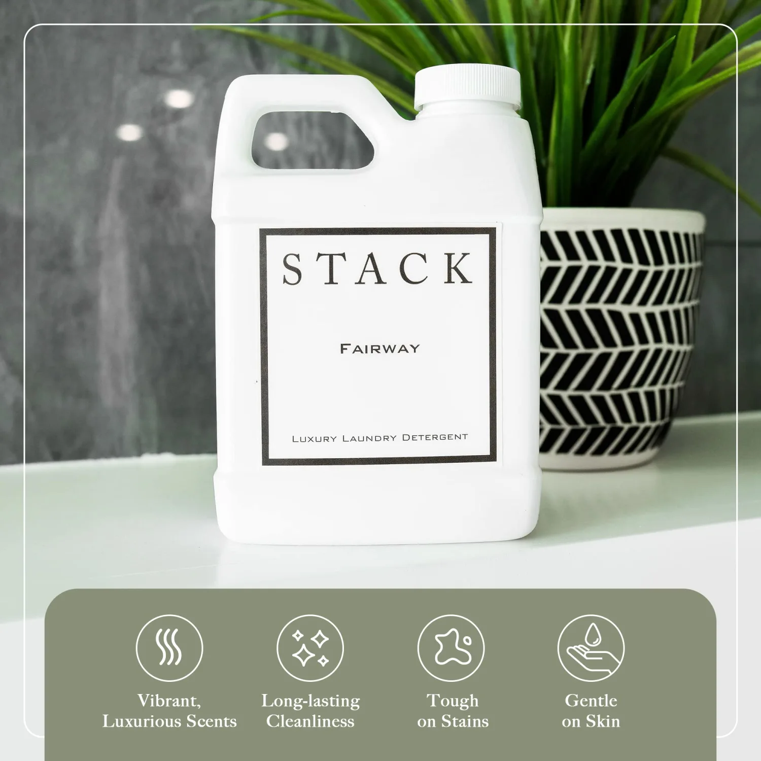 STACK Pure Grace Luxury Laundry Detergent - Premium Scented Laundry Detergent for HE & Standard Washers - Infused With Egyptian Musk and Patchouli - Dye Free Gentle & Effective Cleaning - 32 oz