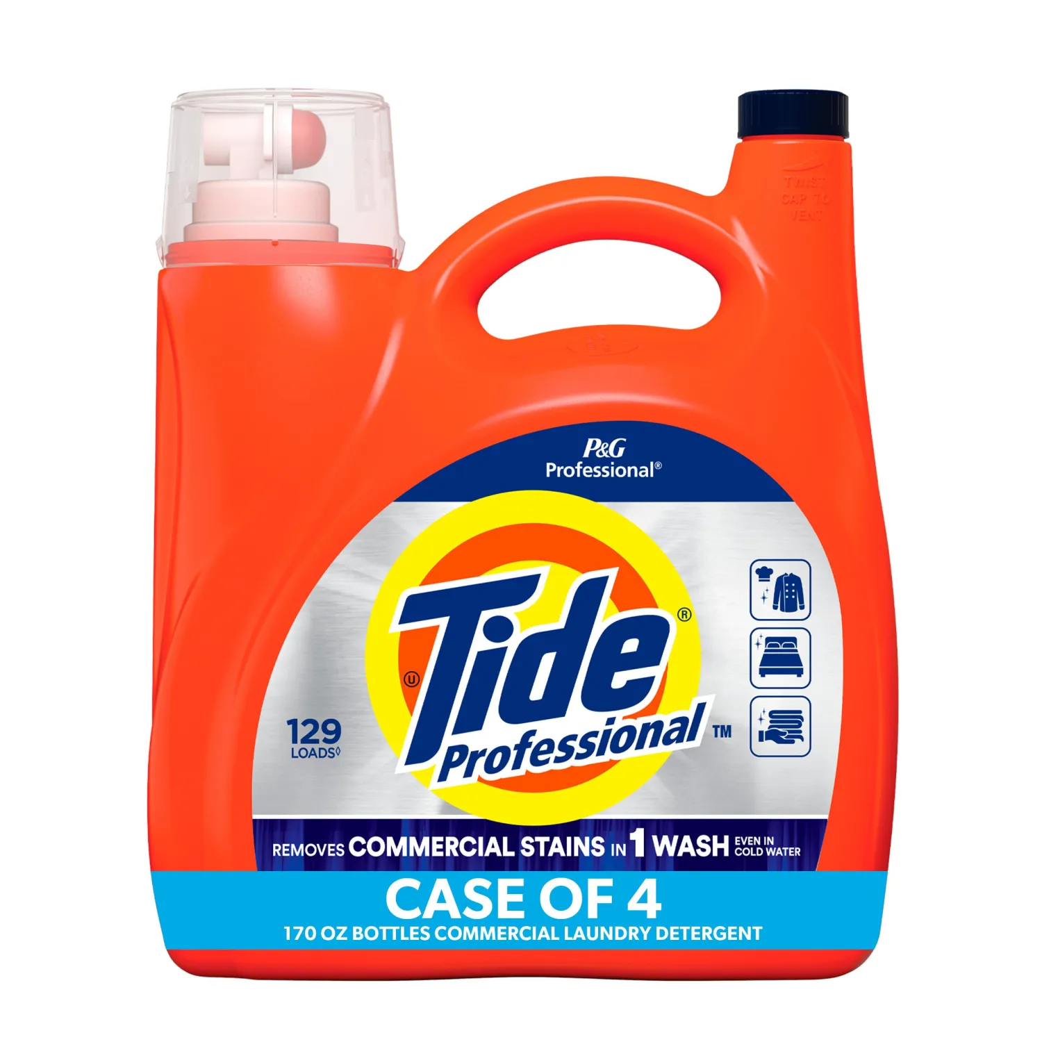 Tide Professional Commercial Liquid Laundry Detergent, 129 loads, 170 Fl oz, For Business Use