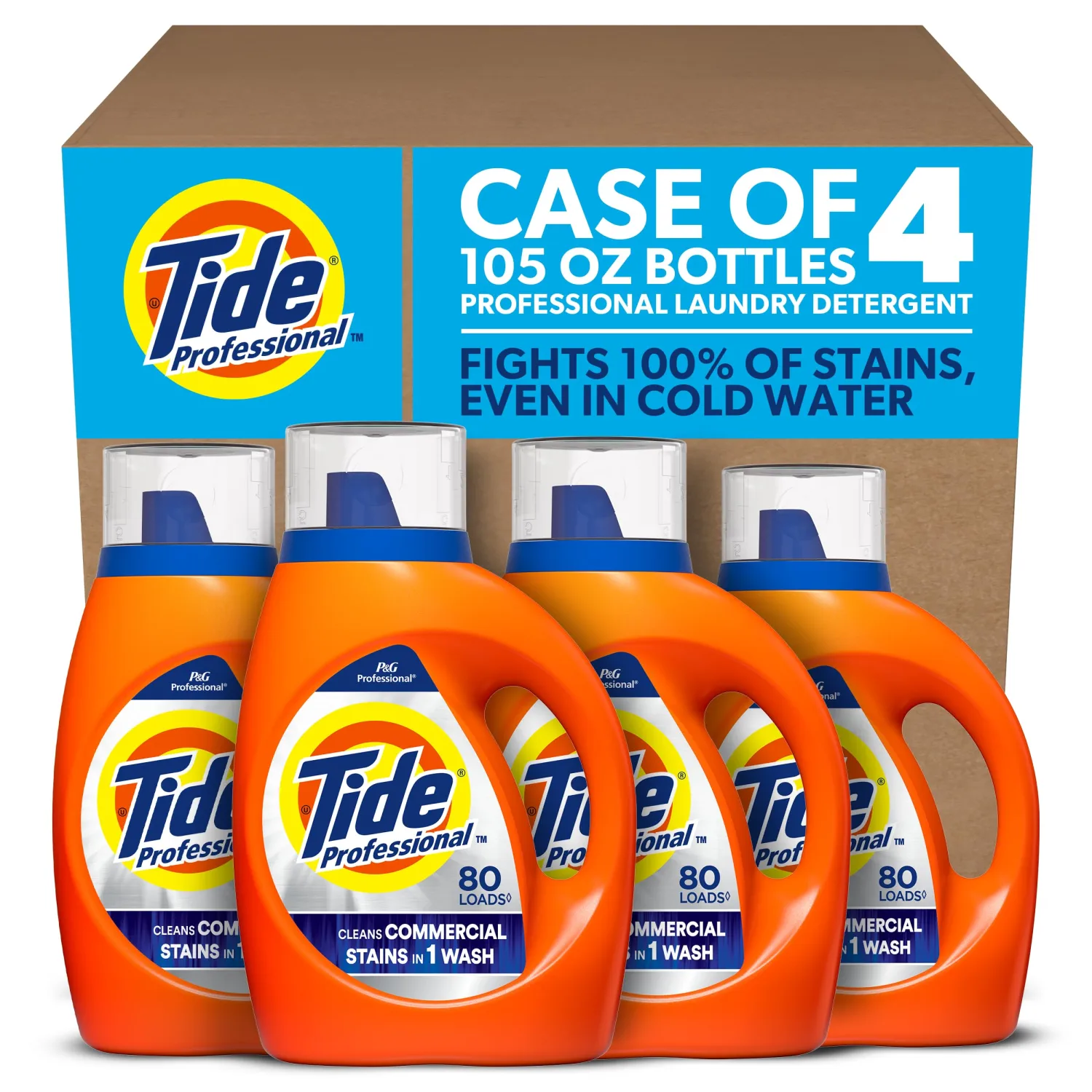Tide Professional Commercial Liquid Laundry Detergent, 80 loads, 105 Fl oz, For Business Use