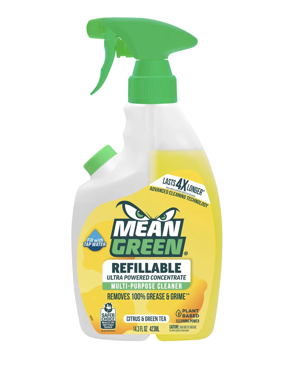 Mean Green Refillable Ultra Powered CONCENTRATE Multi Purpose Cleaner, Citrus & Green Tea, 14.3 fl oz