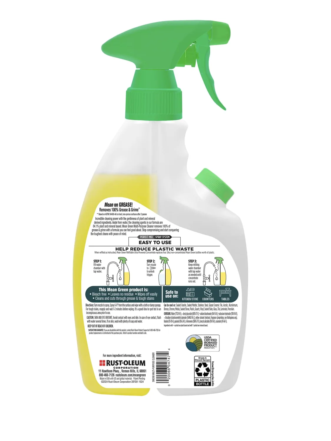 Mean Green Refillable Ultra Powered CONCENTRATE Multi Purpose Cleaner, Citrus & Green Tea, 14.3 fl oz