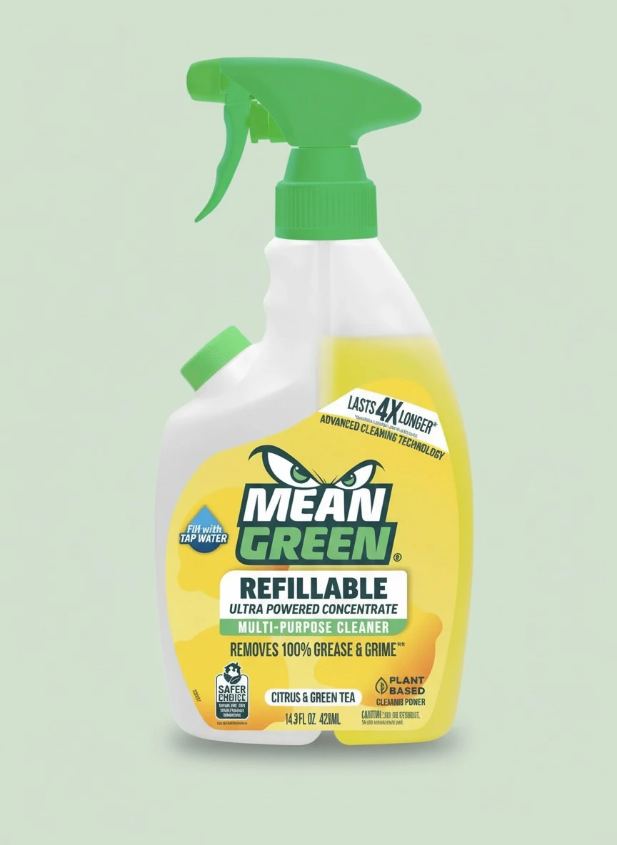 Mean Green Refillable Ultra Powered CONCENTRATE Multi Purpose Cleaner, Citrus & Green Tea, 14.3 fl oz