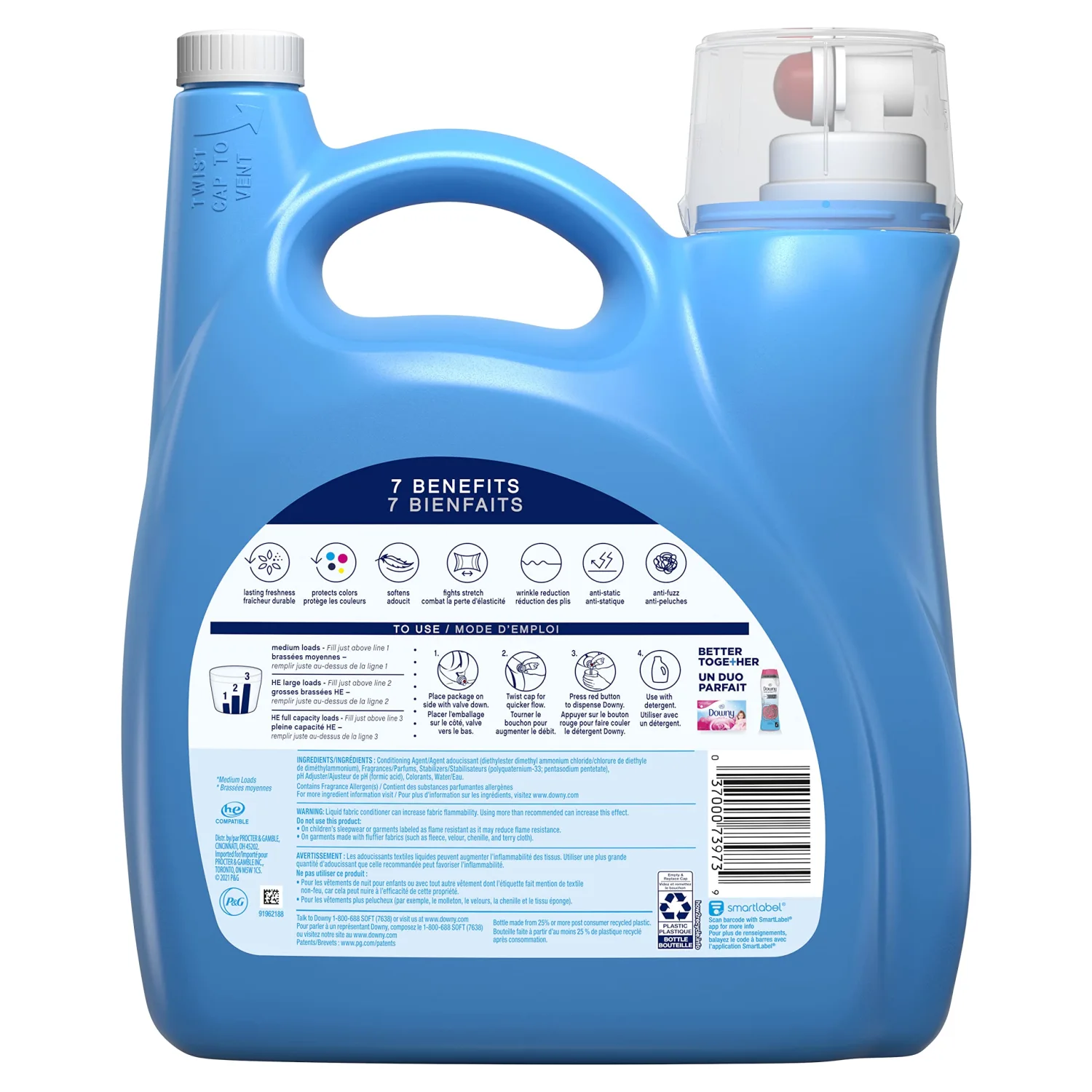 Downy April Fresh Liquid Fabric Conditioner (Fabric Softener), 164 fl oz, 190 loads