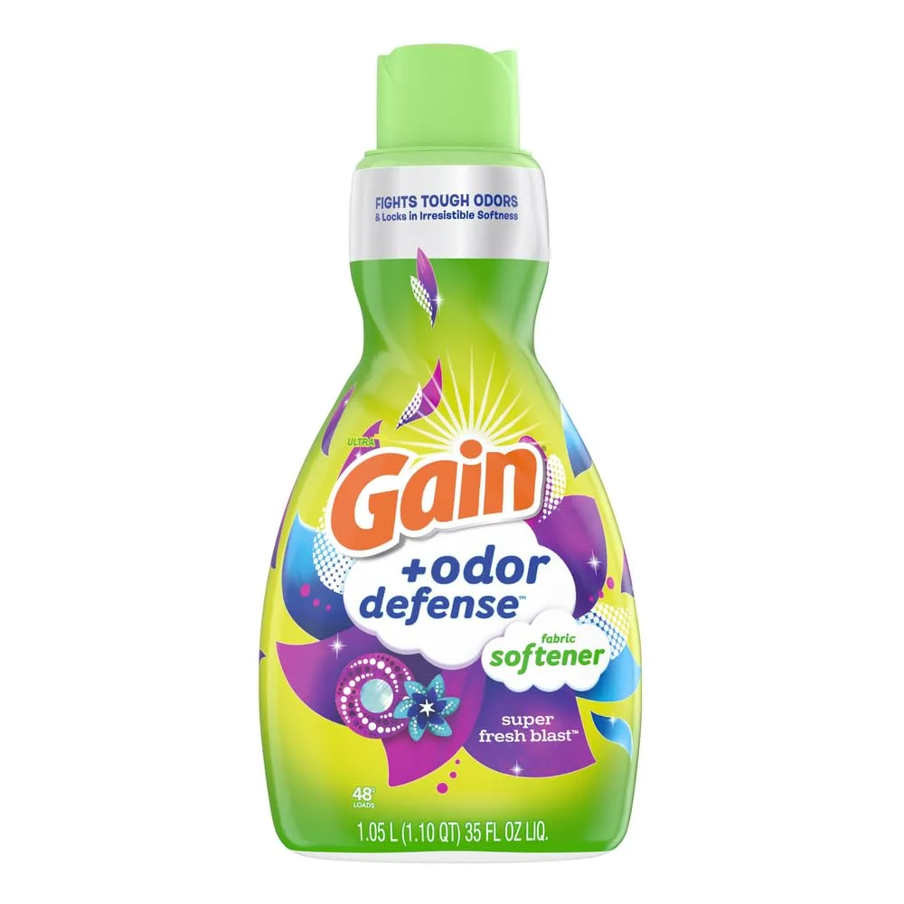 Gain + Odor Defense Liquid Fabric Softener, Super Fresh Blast Scent, 35 Loads (4 Pack)