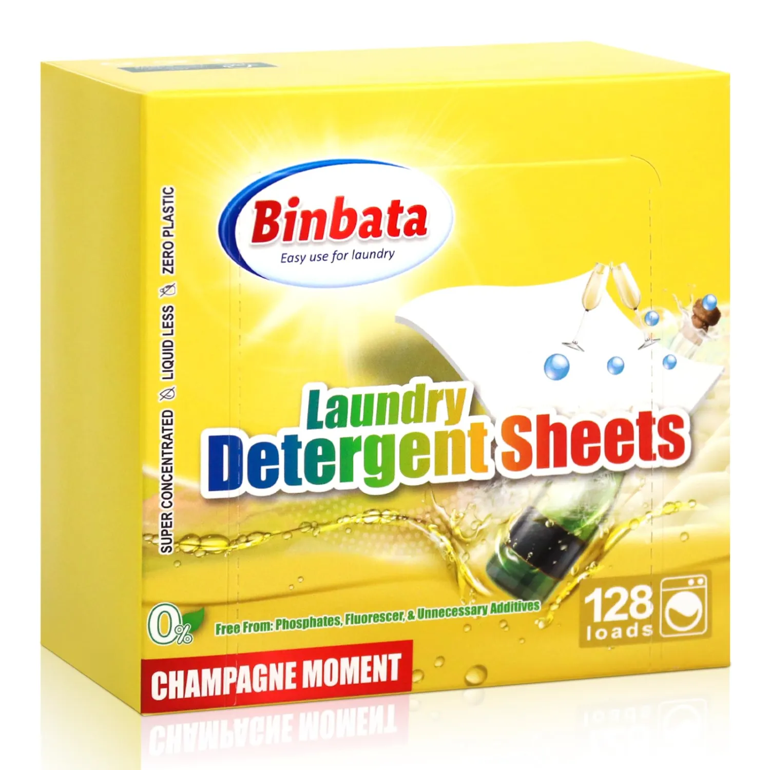 Laundry Detergent Sheets, Up To 128 Loads Champagne Scent Hypoallergenic Eco-Friendly Laundry Sheets, Biodegradable Plastic Free Liquidless Laundry Sheets Detergent Suitable for Sensitive Skin