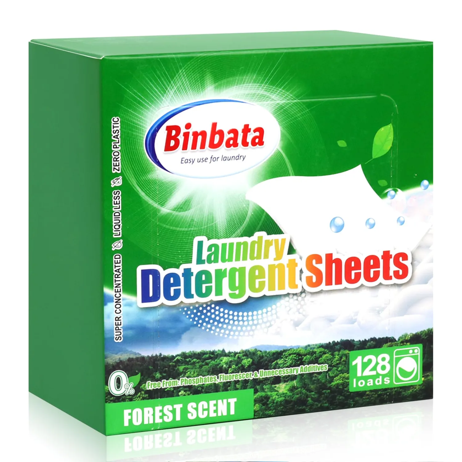 Laundry Detergent Sheets - Up To 128 Loads, Hypoallergenic, Eco-Friendly Forest Scent, Biodegradable, Plastic Free, Liquidless Laundry Sheets Suitable for Sensitive Skin