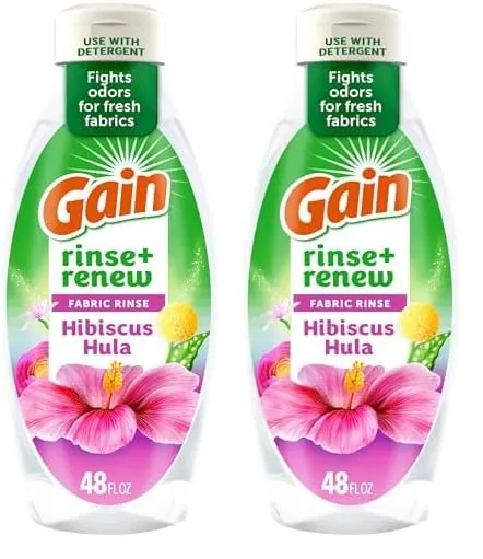 Gain Rinse and Renew Fabric Rinse, Hibiscus Hula, 48 fl oz, Odor Fighter, Laundry Sanitizer (Pack of 2)
