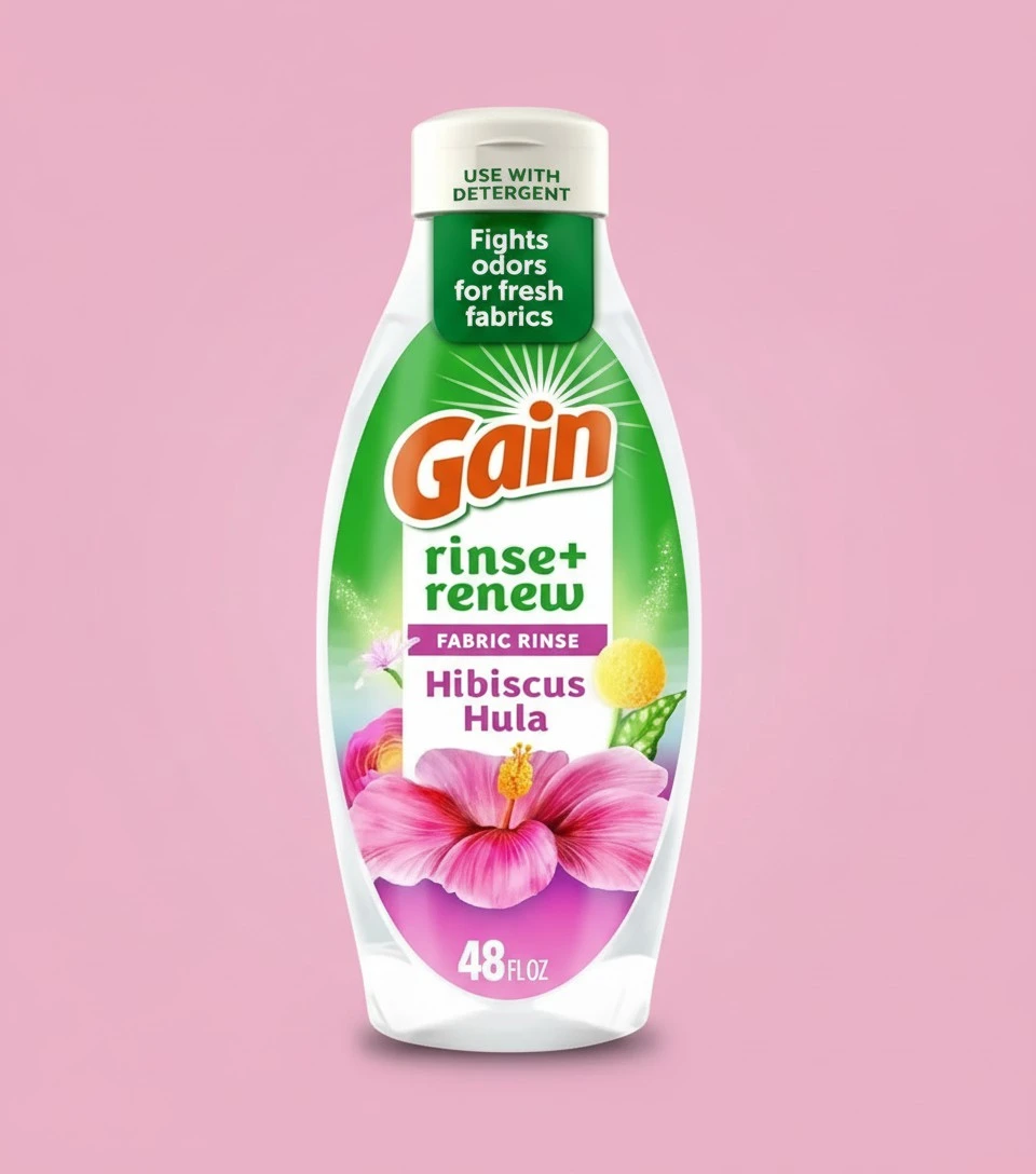 Gain Rinse and Renew Fabric Rinse, Hibiscus Hula, 48 fl oz, Odor Fighter, Laundry Sanitizer (Pack of 2)