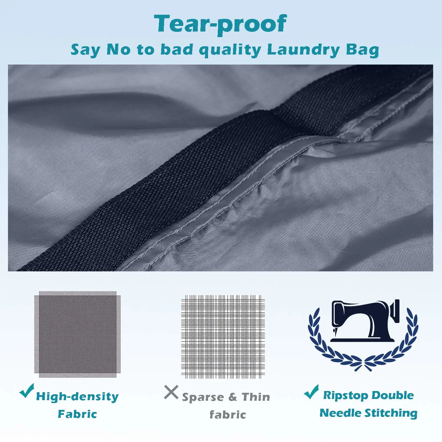 Heavy Duty Laundry Bag 2 Pack XL Nylon Laundry Bags with Straps, Washable Large Dirty Clothes Organizer with Drawstring Closure, Travel Washing Bag Fit a Laundry Hamper or Basket