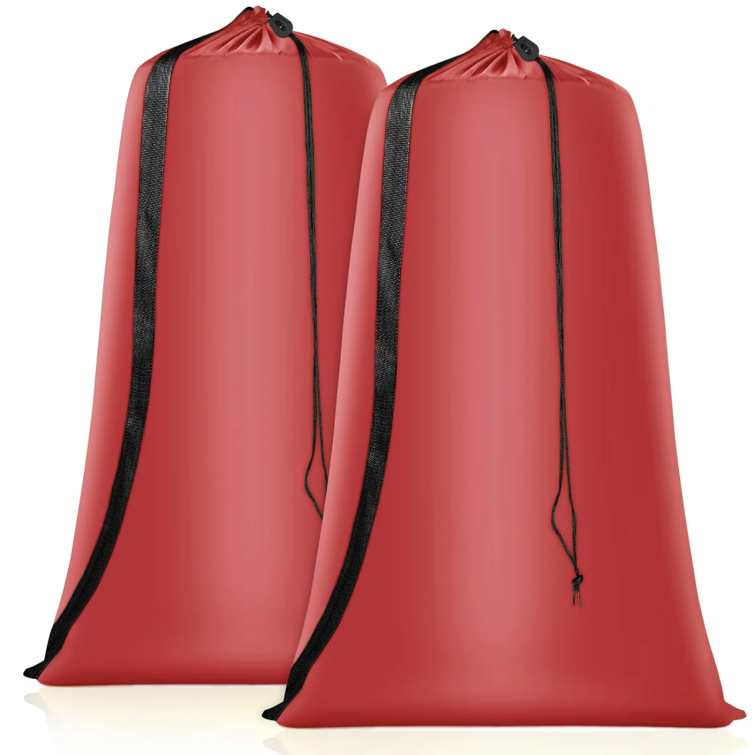Heavy Duty Laundry Bag 2 Pack XL Nylon Laundry Bags with Straps, Washable Large Dirty Clothes Organizer with Drawstring Closure, Travel Washing Bag Fit a Laundry Hamper or Basket, Red