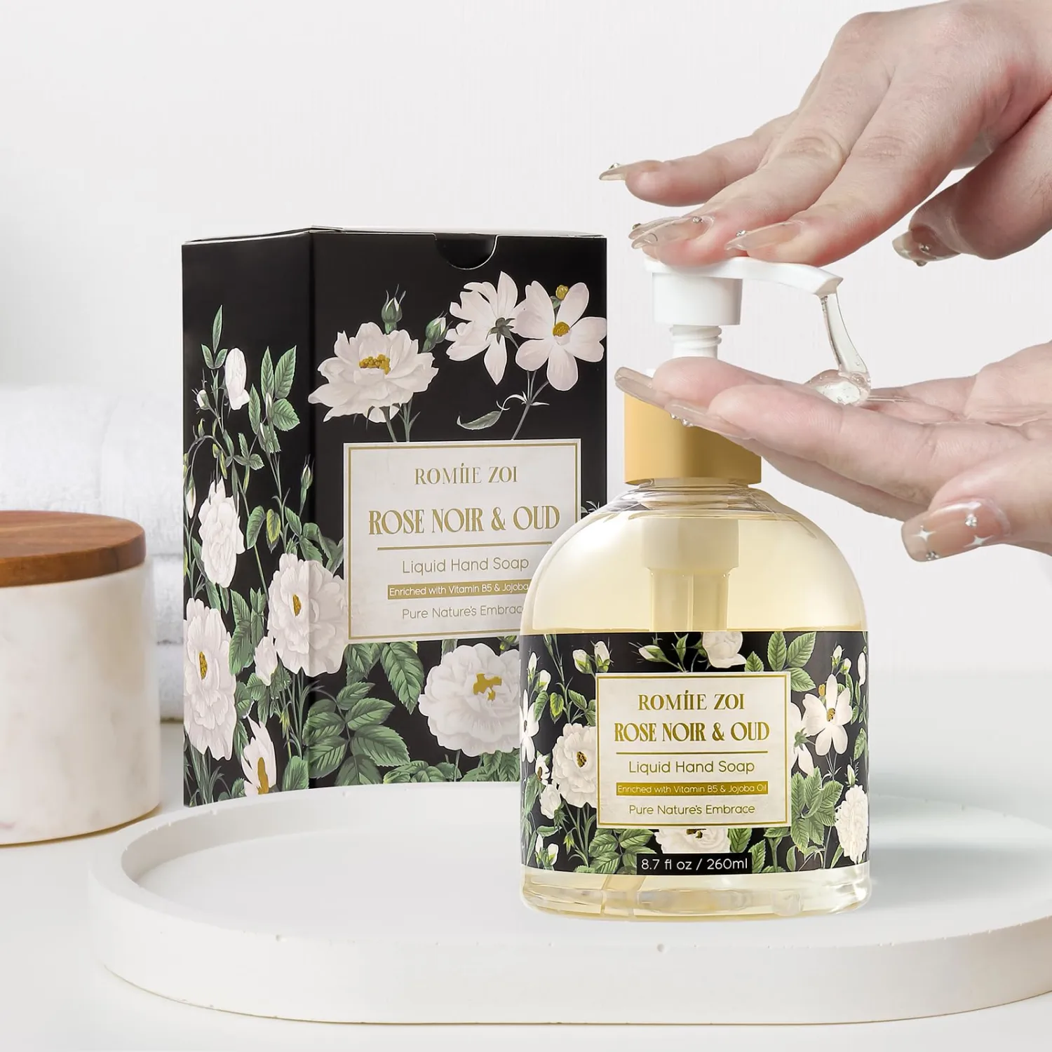 Liquid Hand Soap with Gift Box - Rose Noir & Oud - 260ml/ 8.7 fl.oz