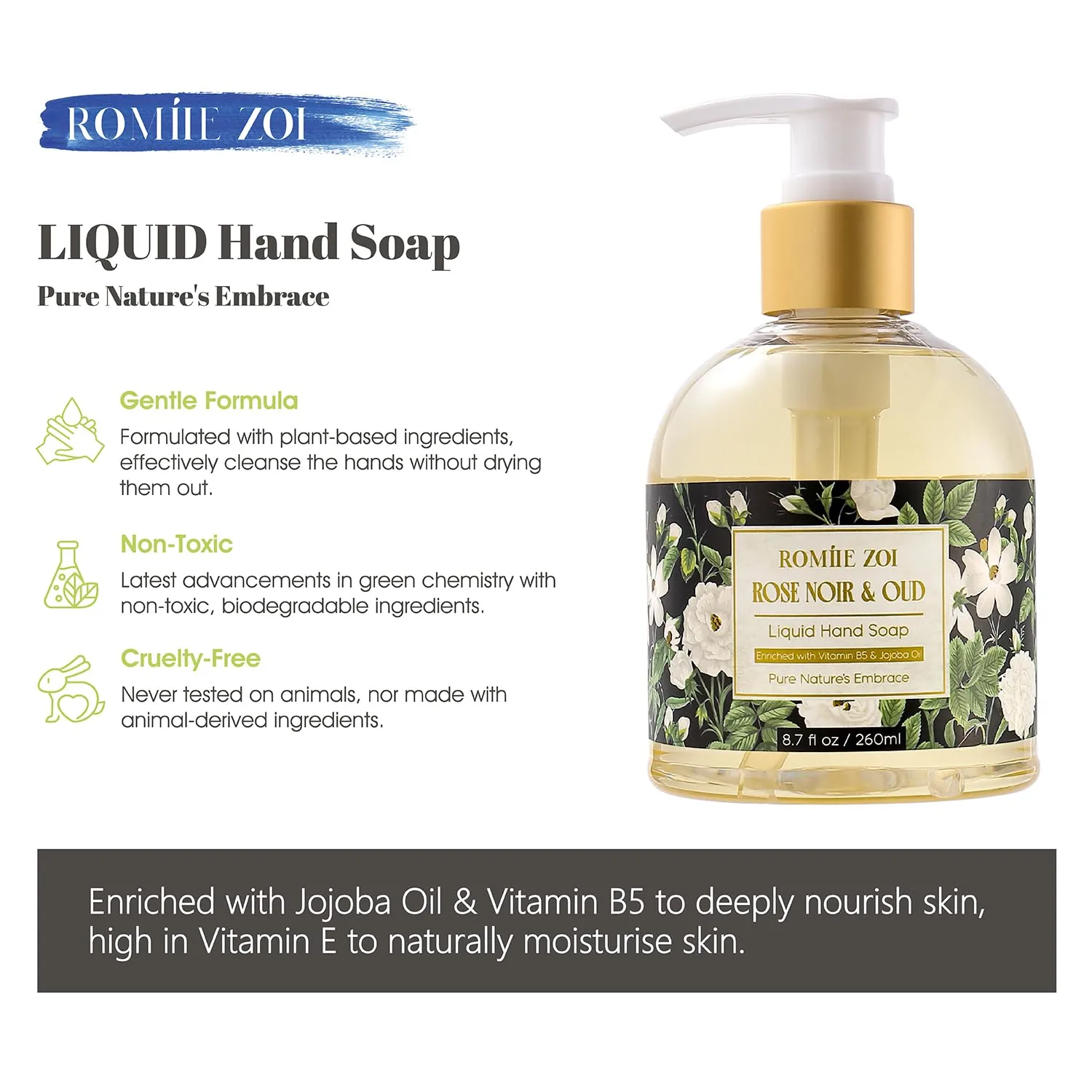 Liquid Hand Soap with Gift Box - Rose Noir & Oud - 260ml/ 8.7 fl.oz