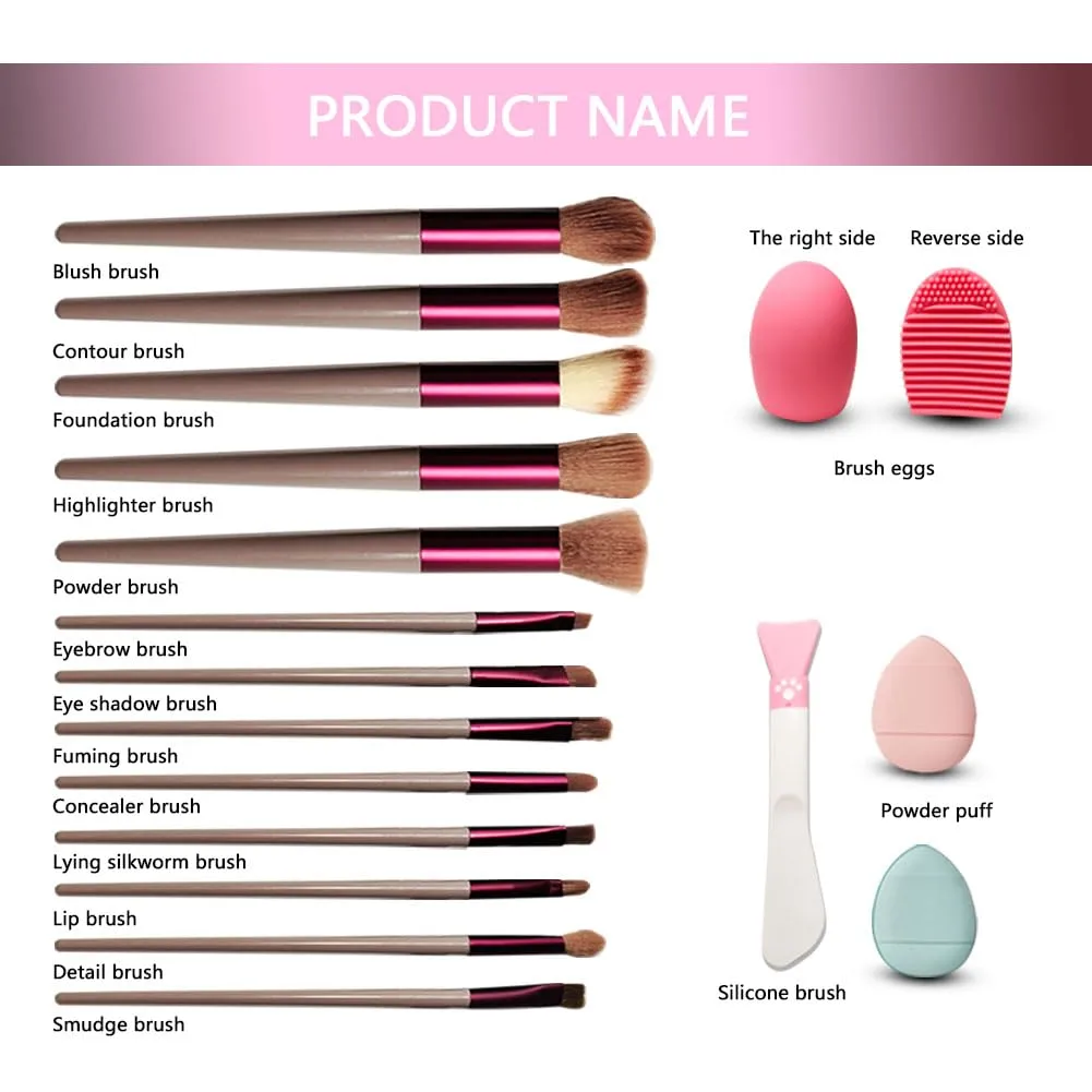 Makeup Brushes 17pcs Makeup Tool Kit, Makeup Brush, Facial Mask Brushes, Scrubbers, and Mini Finger Makeup Powder Puff