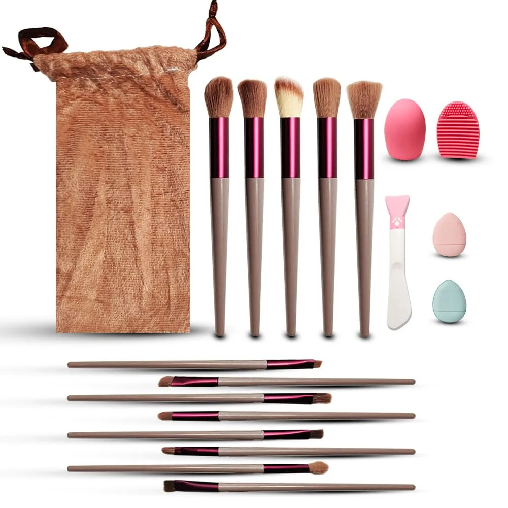 Makeup Brushes 17pcs Makeup Tool Kit, Makeup Brush, Facial Mask Brushes, Scrubbers, and Mini Finger Makeup Powder Puff
