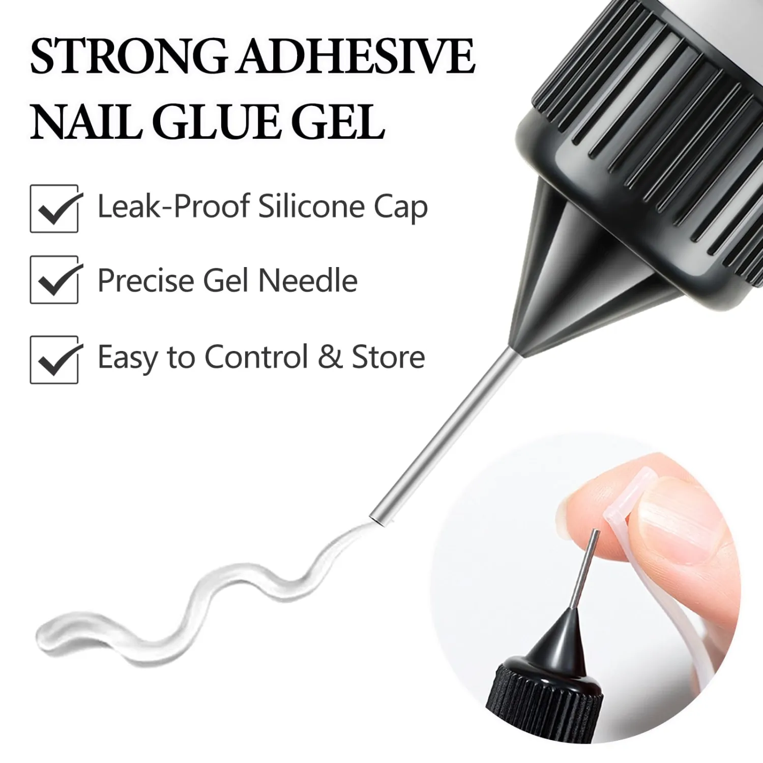 2Pcs 10ml Nail Rhinestone Glue Super Strong Adhesive Nail Glue Gel for 3D Nail Art Charms Gems Jewels Diamonds Crystal Beads Home Manicure Salon Supplies Cured Need