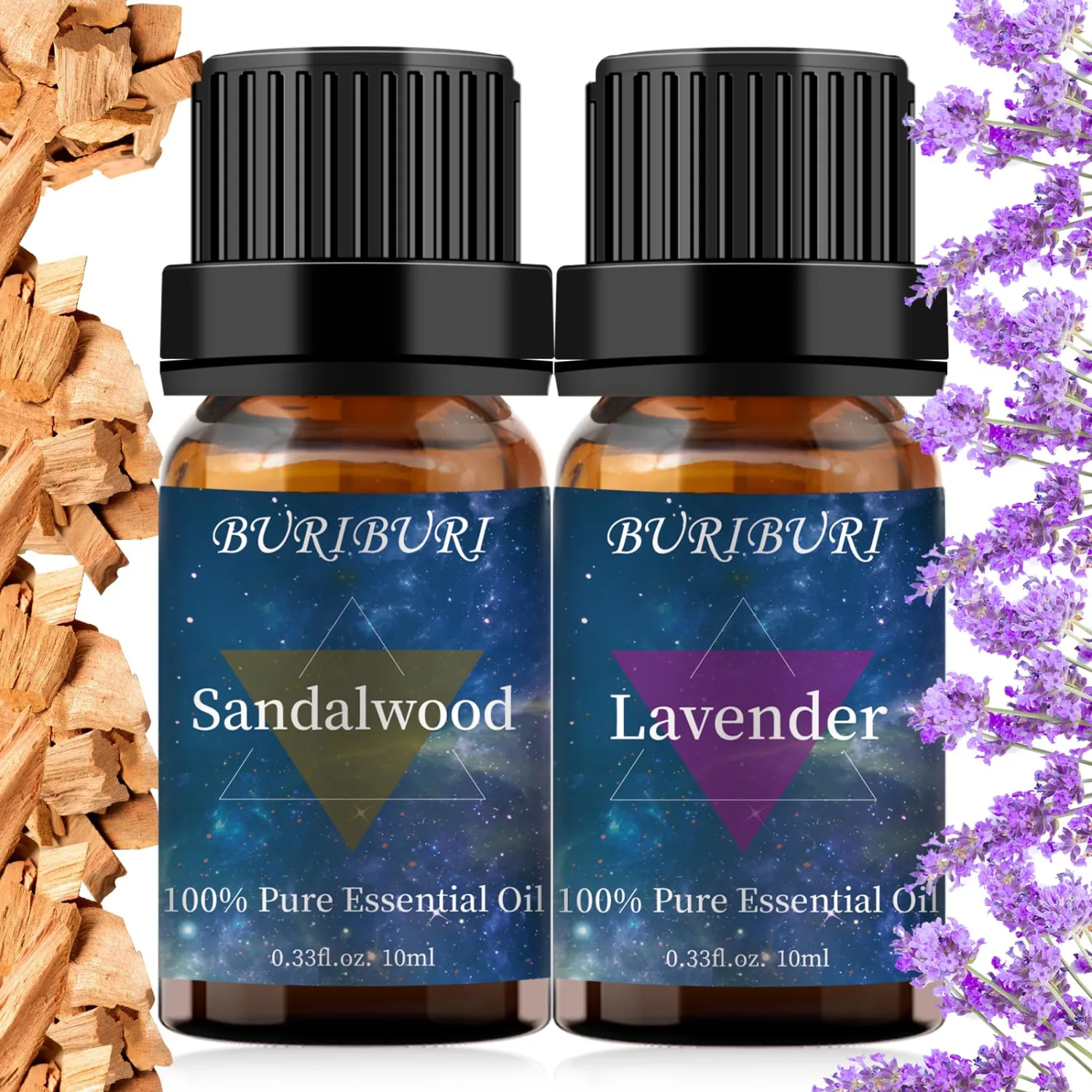 Lavender and Sandalwood Essential Oil, 100% Pure, Undiluted, Natural, Organic Aromatherapy Essential Oils Gift Set, 10MLx2