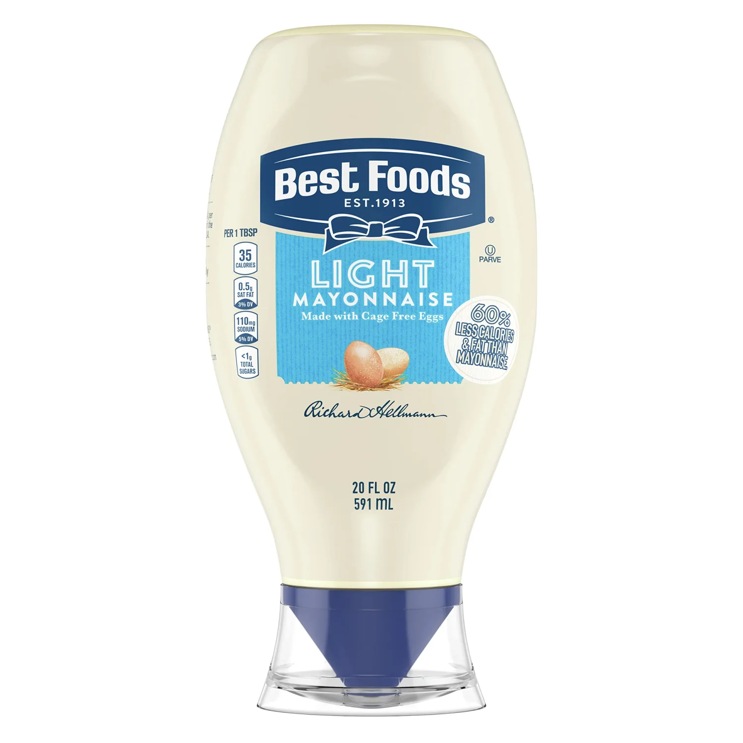 Best Foods Mayonnaise Light Mayo 1 ct For a Creamy Condiment or Sandwich Spread 60% Less Fat and Calories than Regular Mayonnaise 20 oz