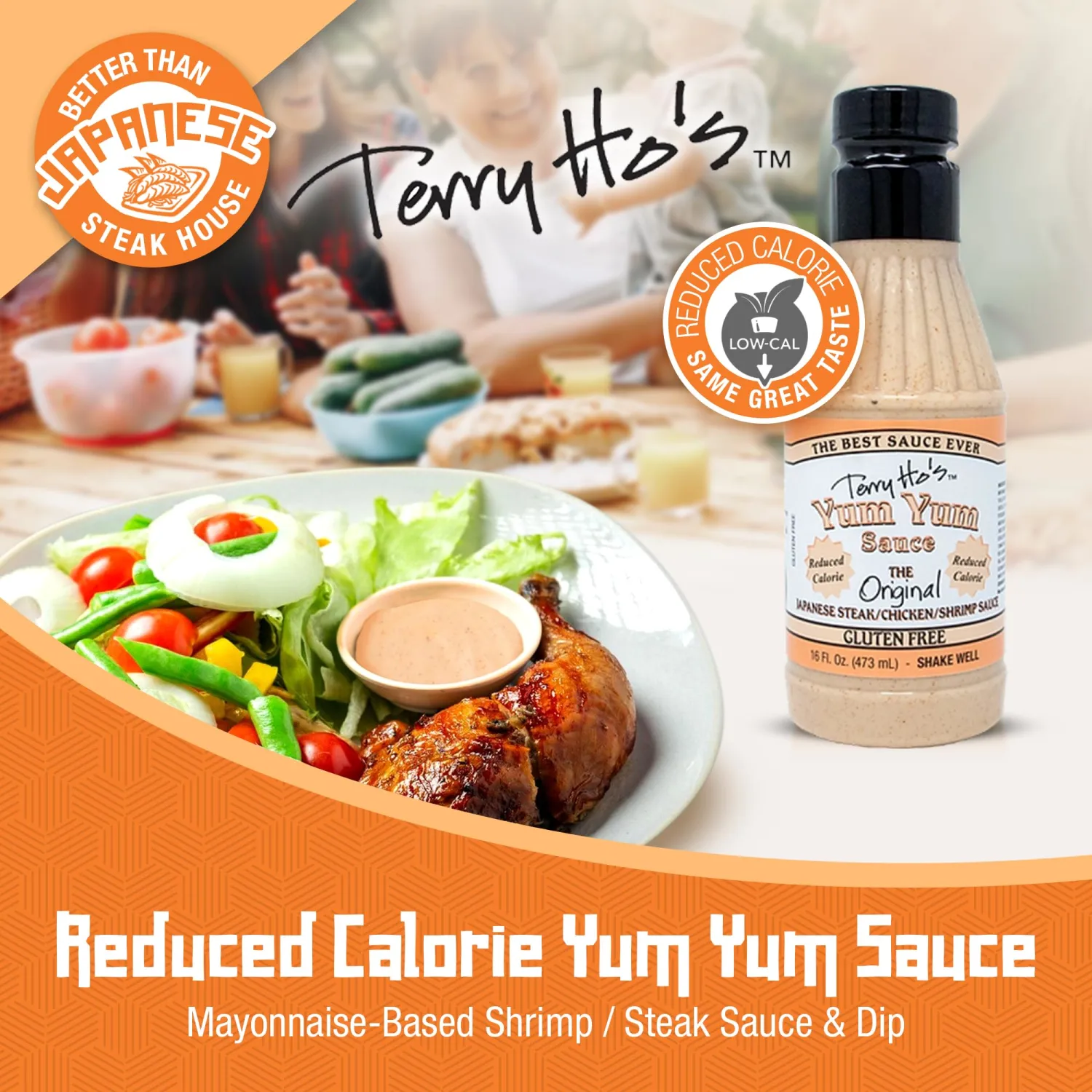 Terry Ho's Reduced Calories Yum Yum Sauce 16 oz – Low Calorie, Japanese Mayo-Based Sauce for Dipping, Marinades & Dressings – Perfect with Multiple Cuisine Styles