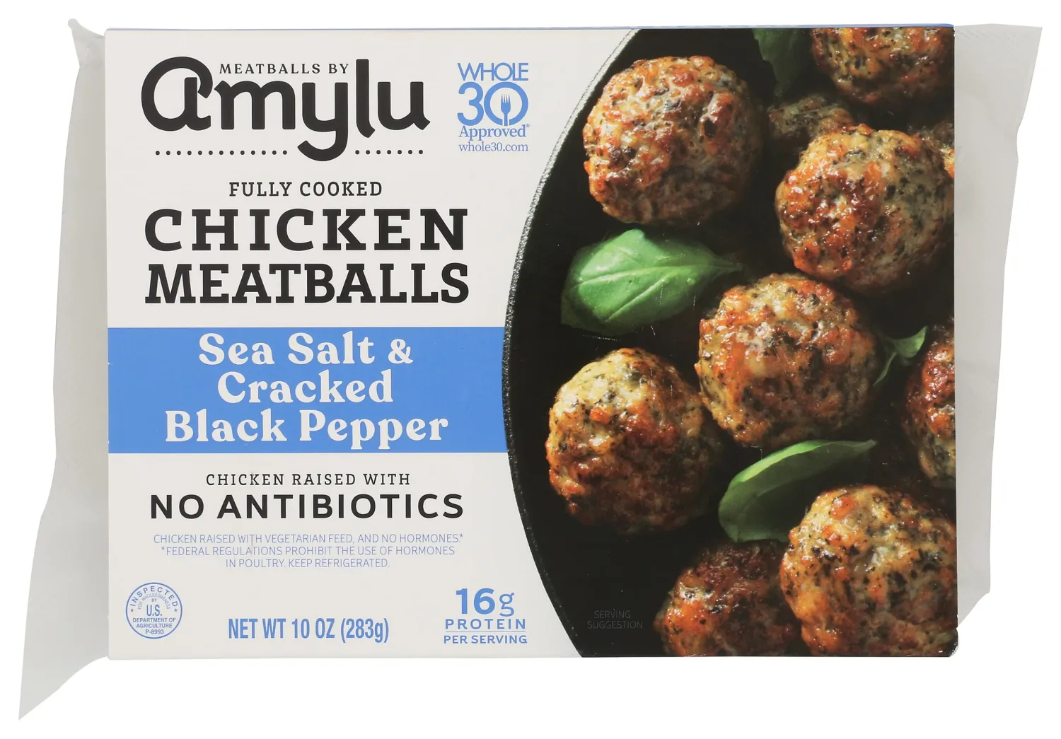 Amylu Sea Salt & Black Pepper Chicken Meatballs, 10 OZ