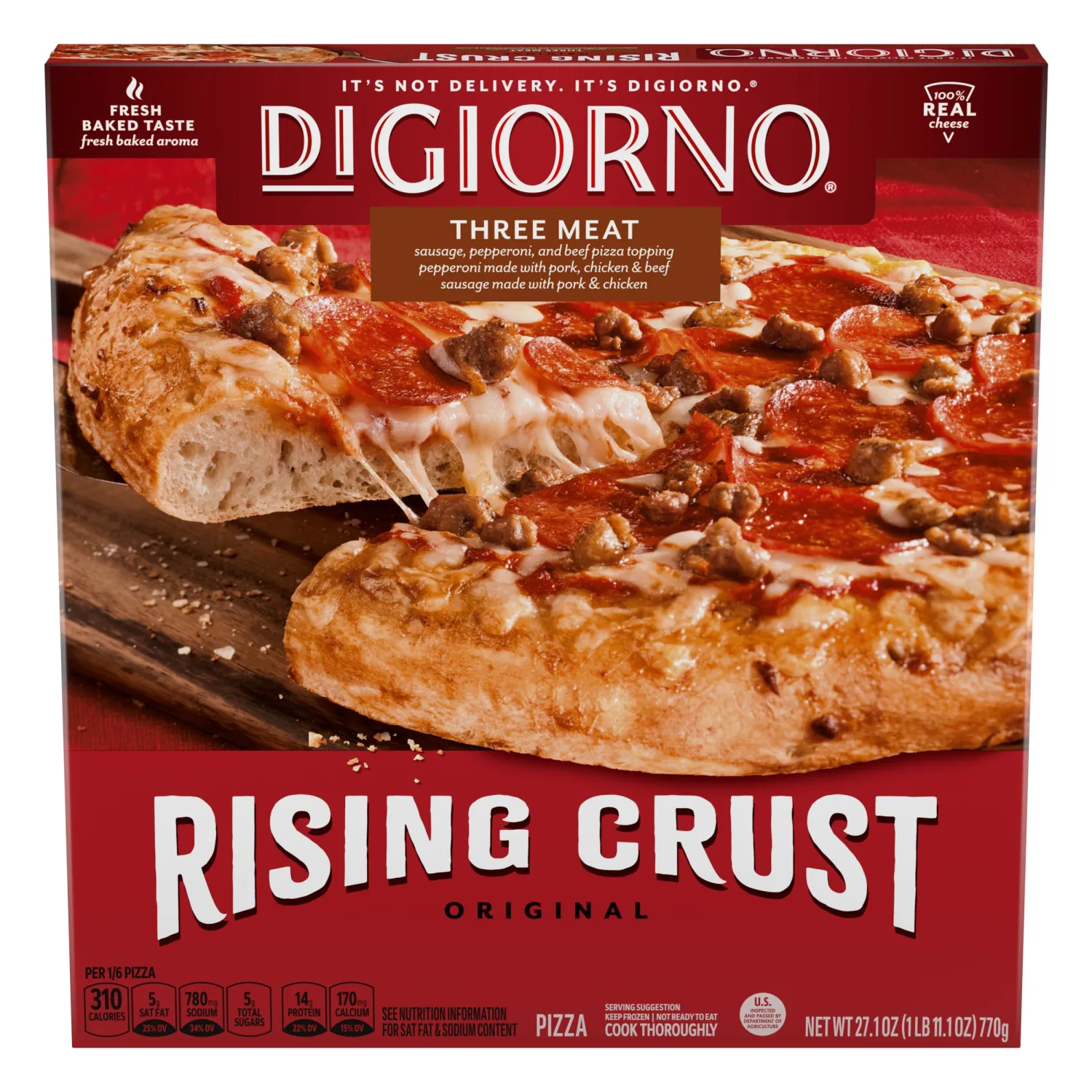 Digiorno Frozen Pizza, Rising Crust Three Meat Pizza, 27.1Oz (Frozen) 27.1 oz