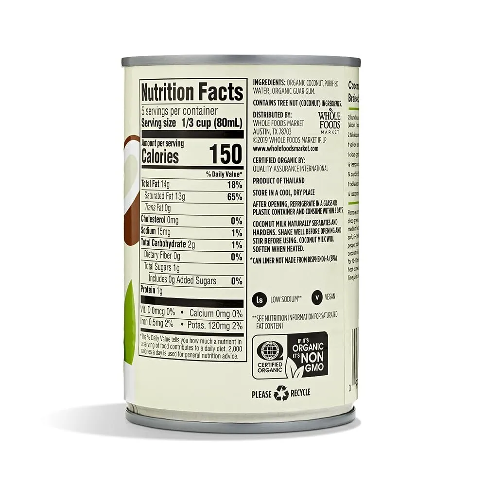 365 By Whole Foods Market, Coconut Milk Unsweetened Organic, 13.5 Ounce