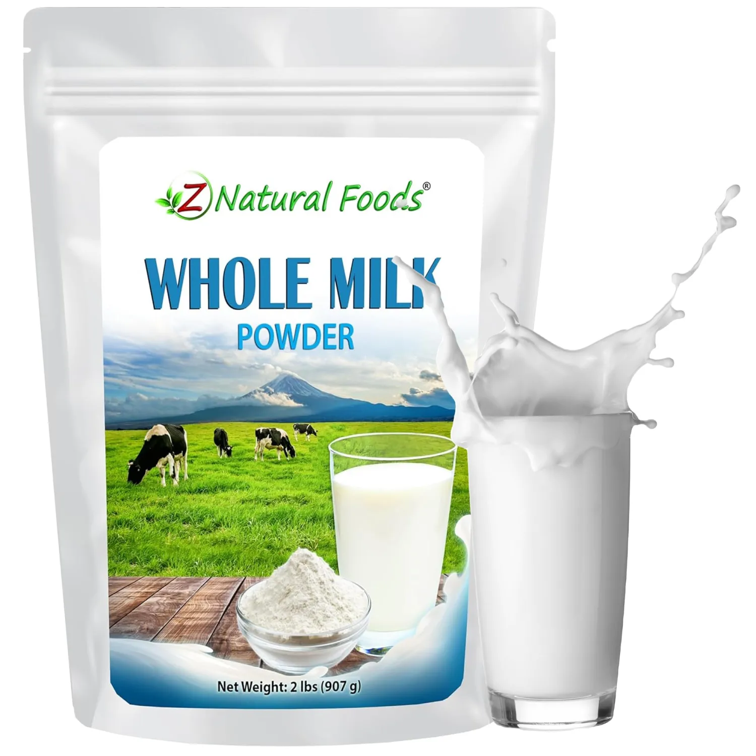 Z Natural Foods Premium Whole Milk Powder - Powdered Milk for Baking, Cooking, Drinks - Dry Milk Powder, Pasteurized, Non-GMO, Gluten-Free, Kosher-Certified, 2 lbs