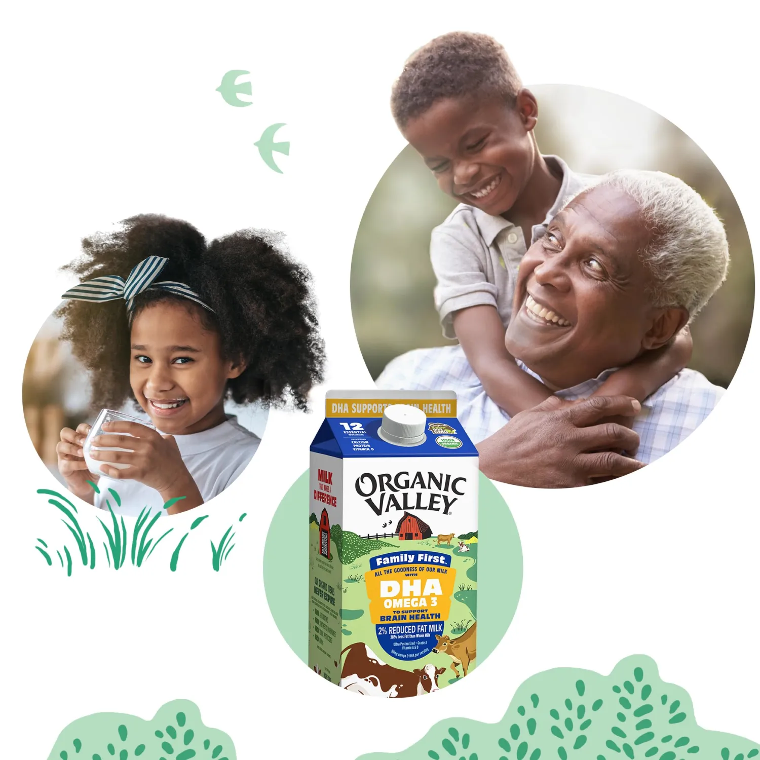ORGANIC VALLEY Organic DHA Omega 3 2% Reduced Fat Milk, 0.5 GL