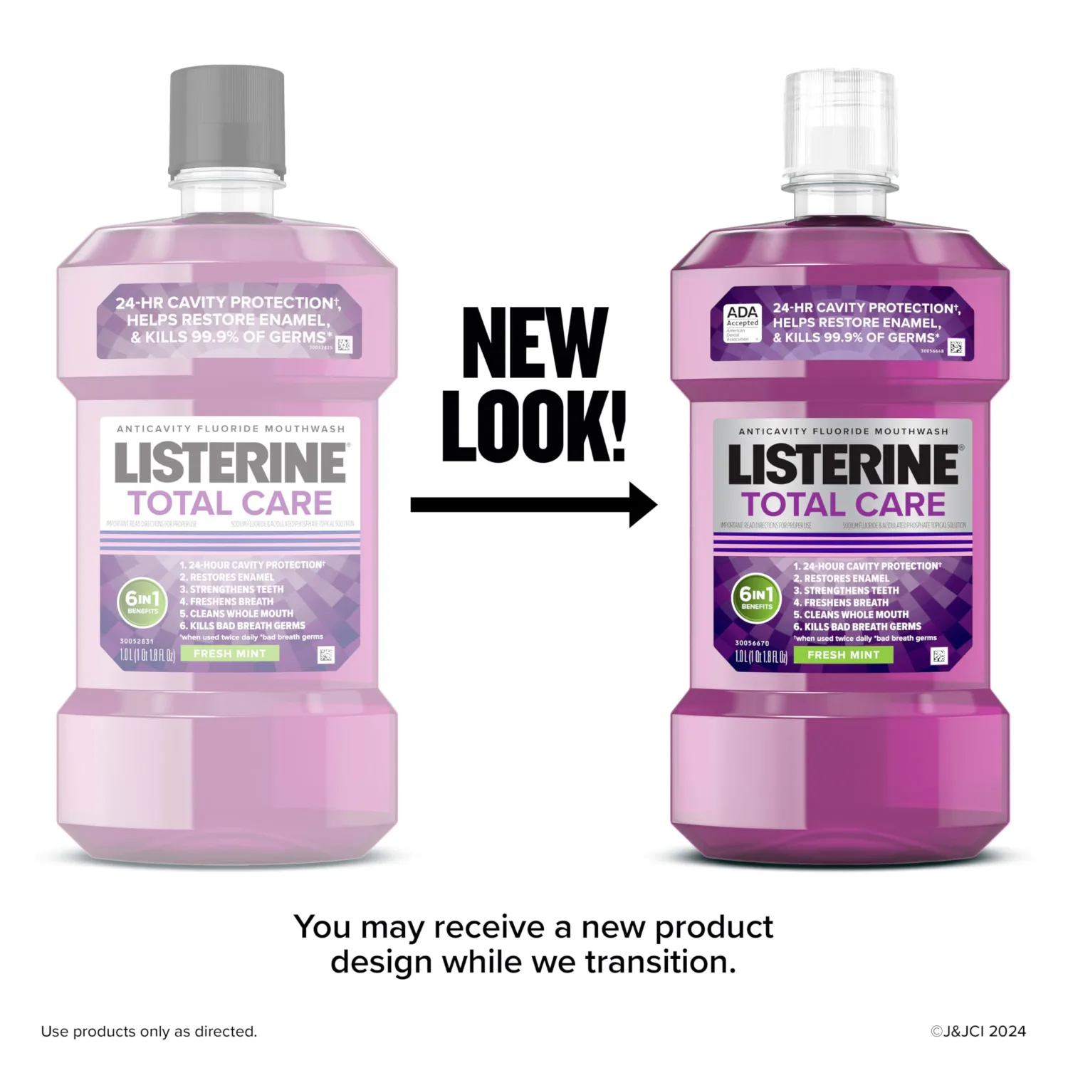 Listerine Total Care Anticavity Fluoride Mouthwash, 6 Benefits in 1 Oral Rinse Helps Kill 99.9% of Bad Breath Germs, Prevents Cavities, Strengthens Enamel, ADA-Accepted, Fresh Mint, 250 mL (Pack of 2)