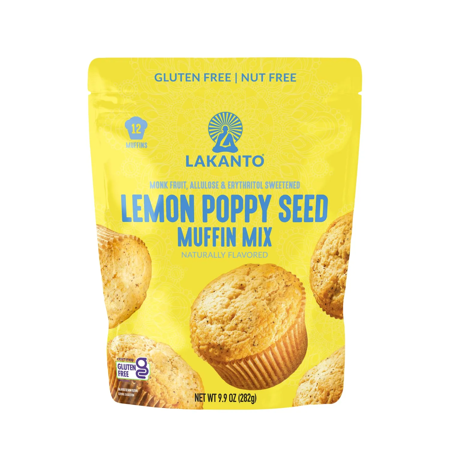 Lakanto Lemon Poppy Seed Muffin Mix - Sweetened with Monk Fruit Sweetener Allulose Erythritol, Easy to Make, Gluten Free, Nut Free, Fluffy, Snacks, Great Tasting - Lemon Poppy Seed (9.9 Oz)