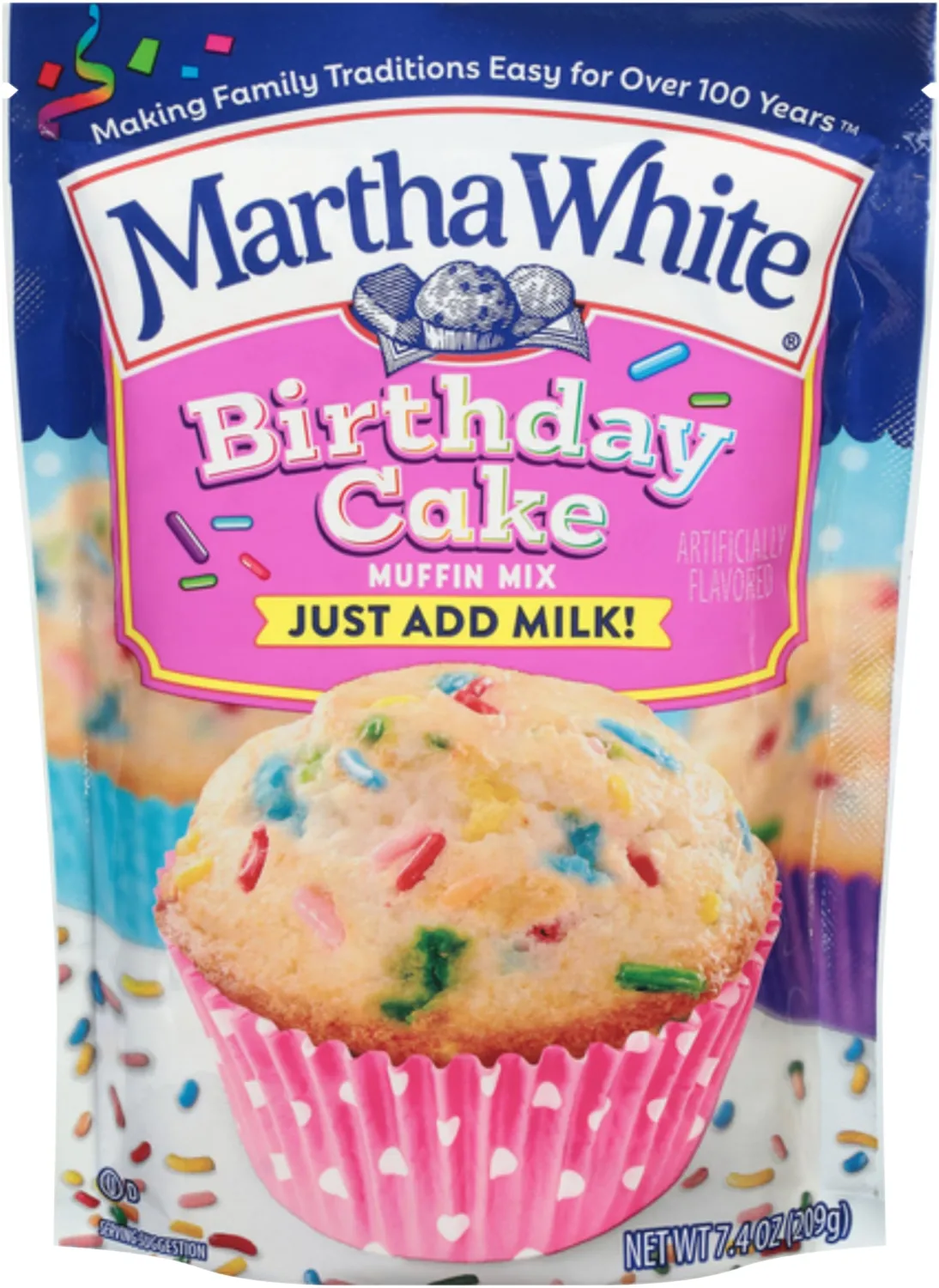 Martha White Birthday Cake Muffin Mix, 7.4 oz (Pack of 3)
