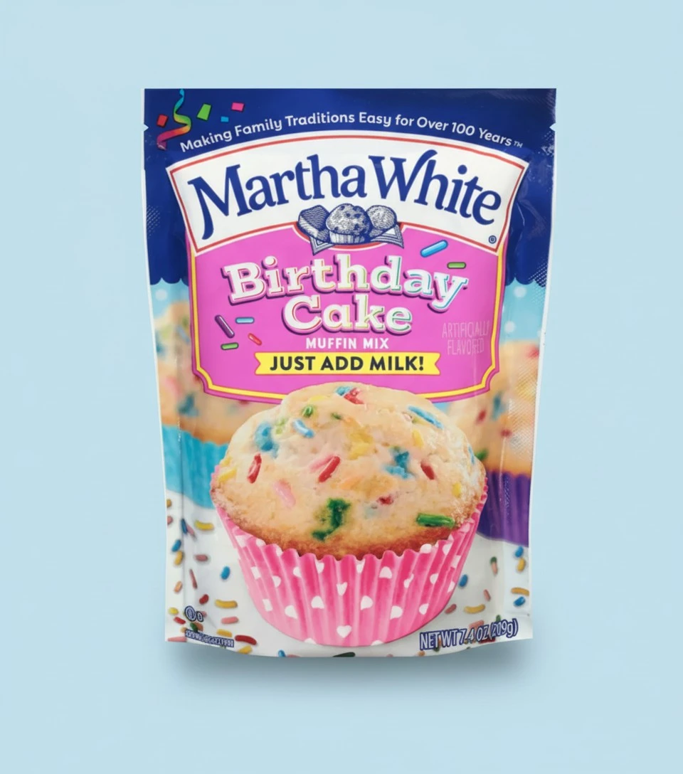 Martha White Birthday Cake Muffin Mix, 7.4 oz (Pack of 3)