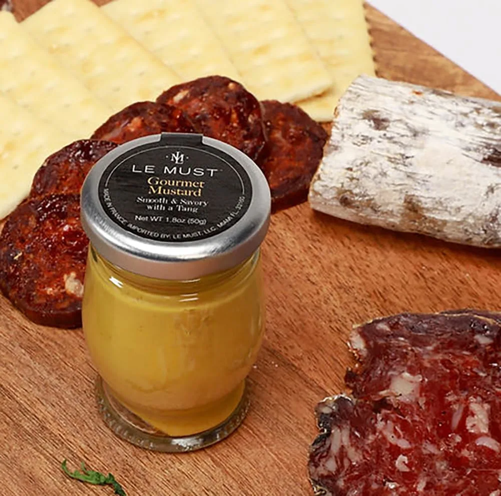 Le Must Organic Mustard Assortment Whole Grain Mustard, Yellow Mustard, Dijon Mustard Mini Jars For Charcuterie, Cheeseboards Pack of 3